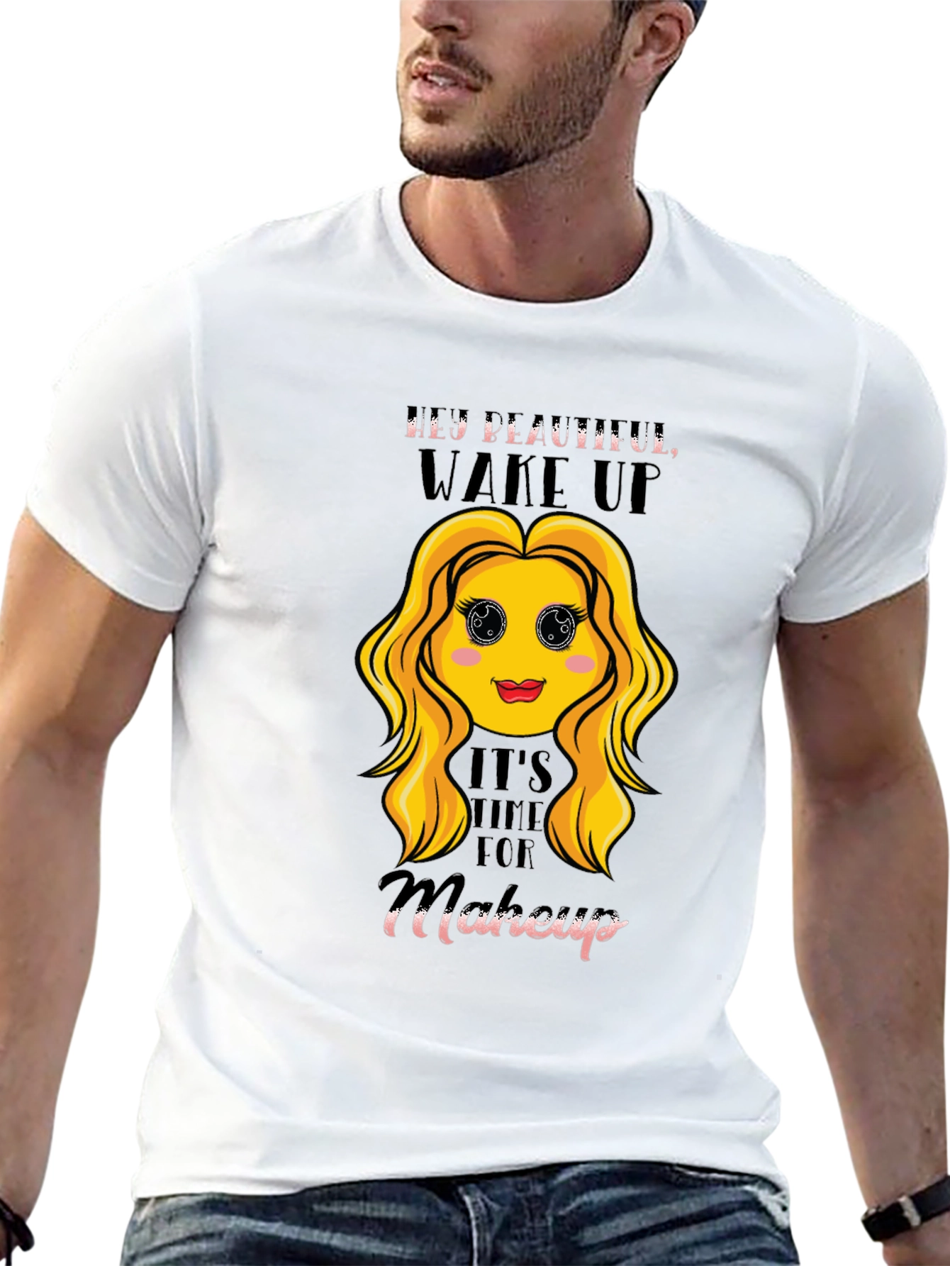 Hey Beautiful Makeup Time Graphic Tee