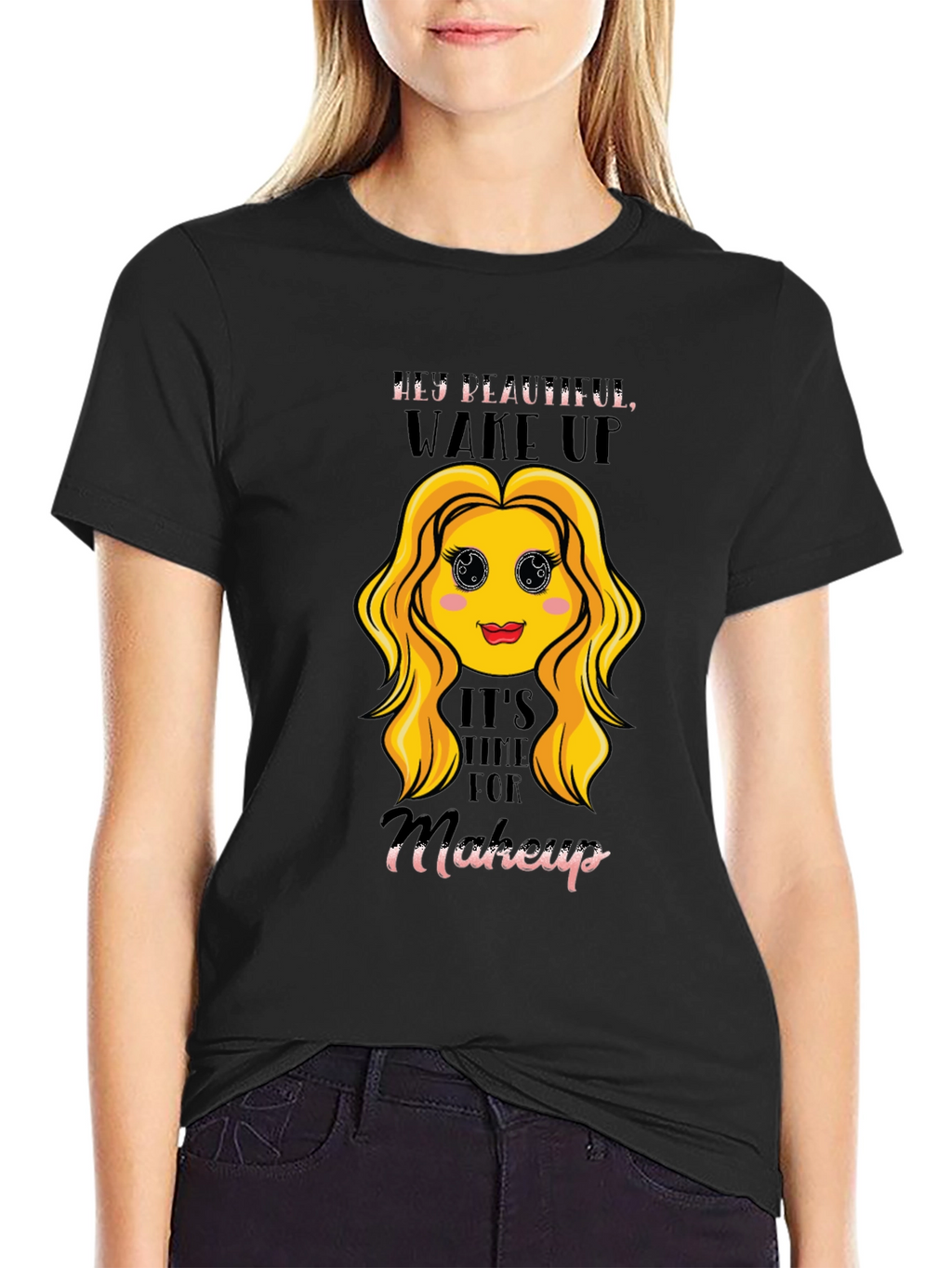Hey Beautiful Makeup Time Graphic Tee
