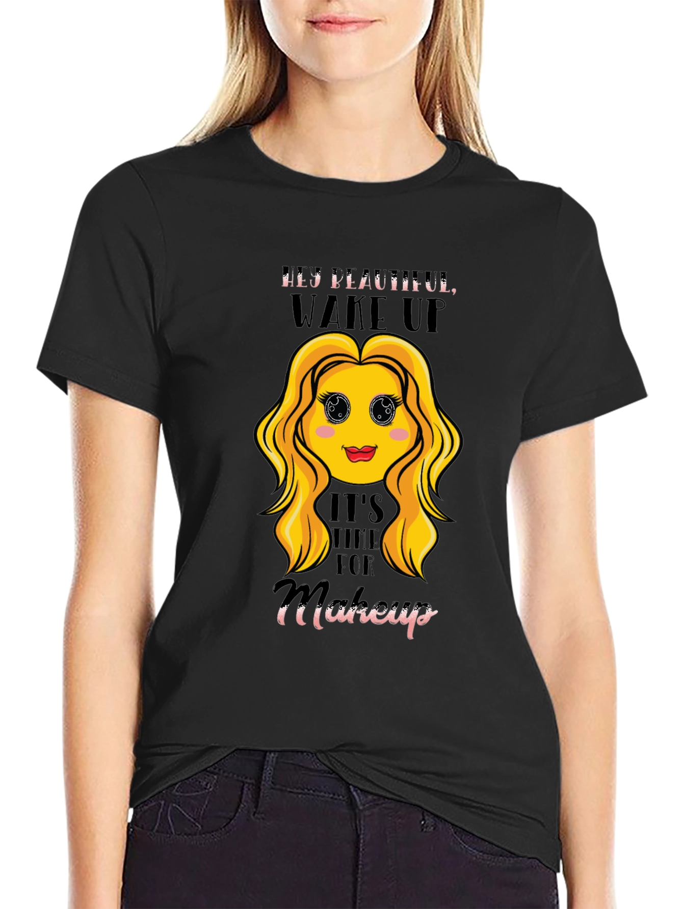 Hey Beautiful Makeup Time Graphic Tee