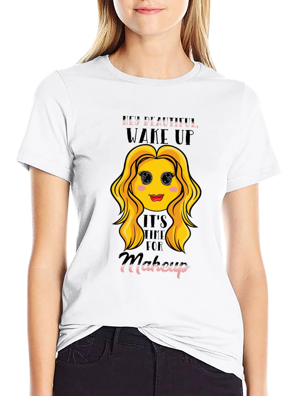 Hey Beautiful Makeup Time Graphic Tee