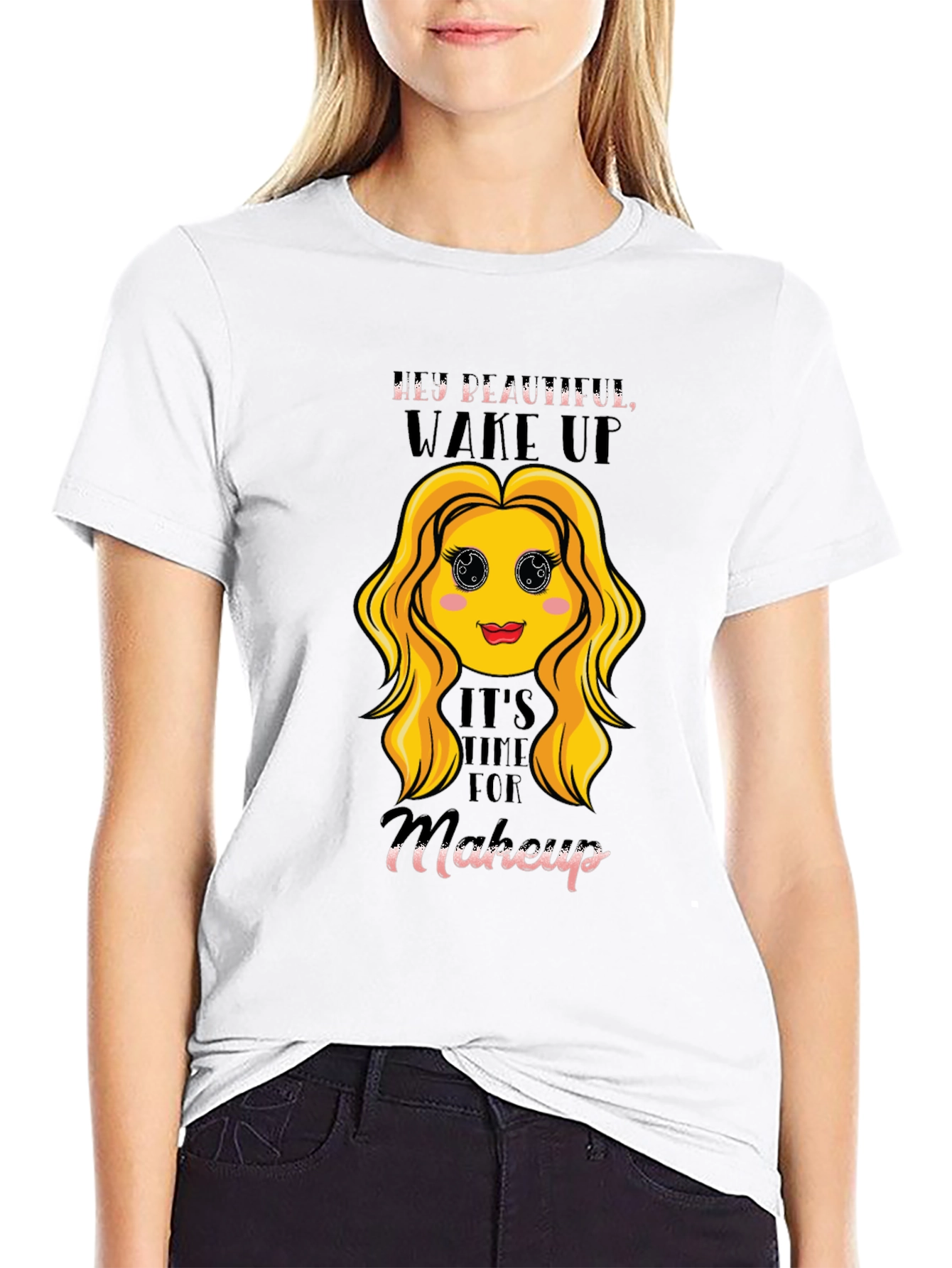 Hey Beautiful Makeup Time Graphic Tee