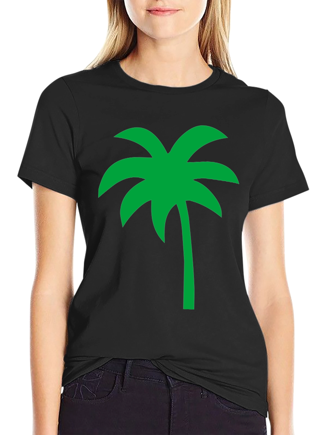 Tropical Palm Tree Graphic Tee - Black Cotton Casual Shirt