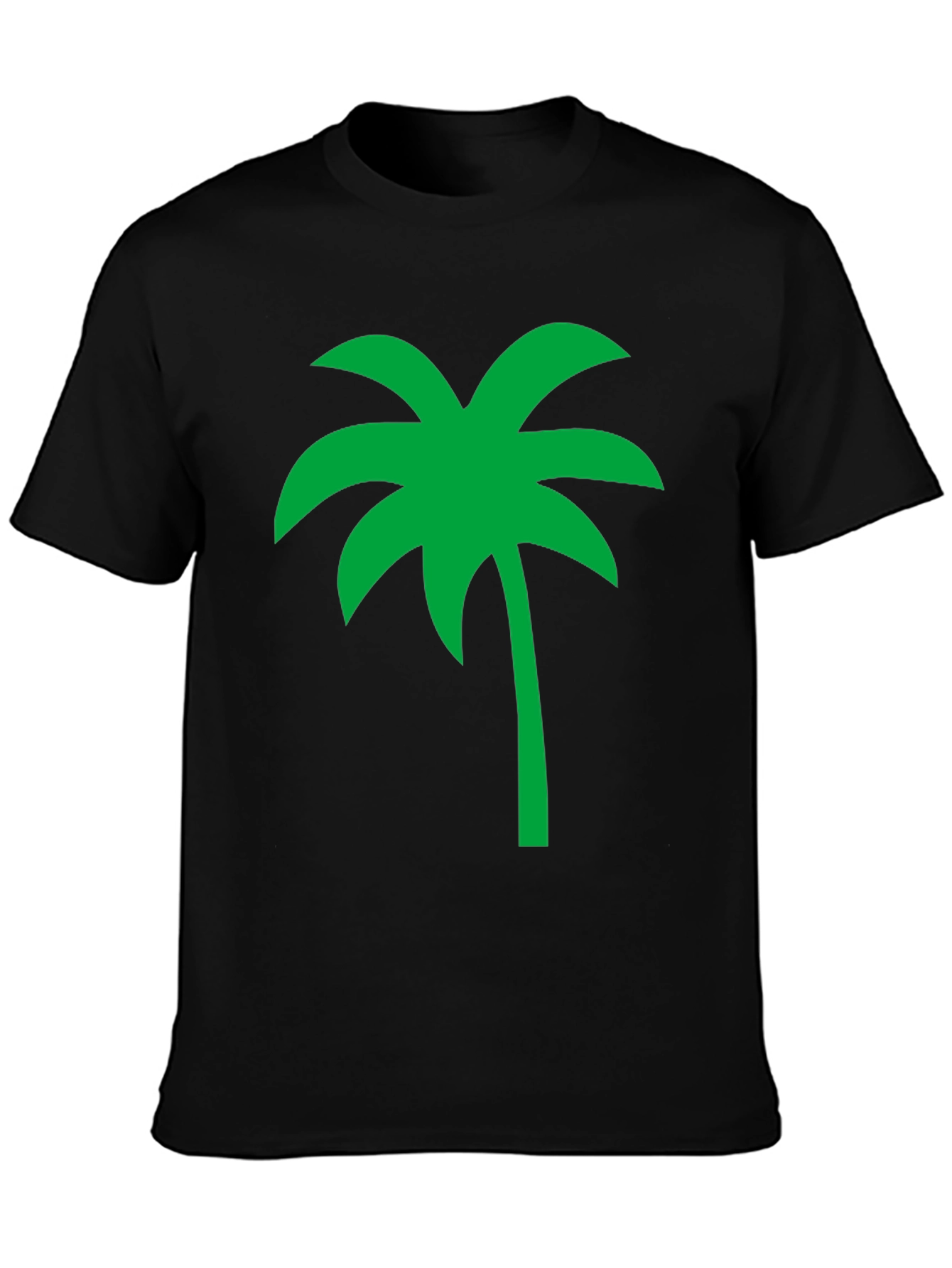 Tropical Palm Tree Graphic Tee - Black Cotton Casual Shirt