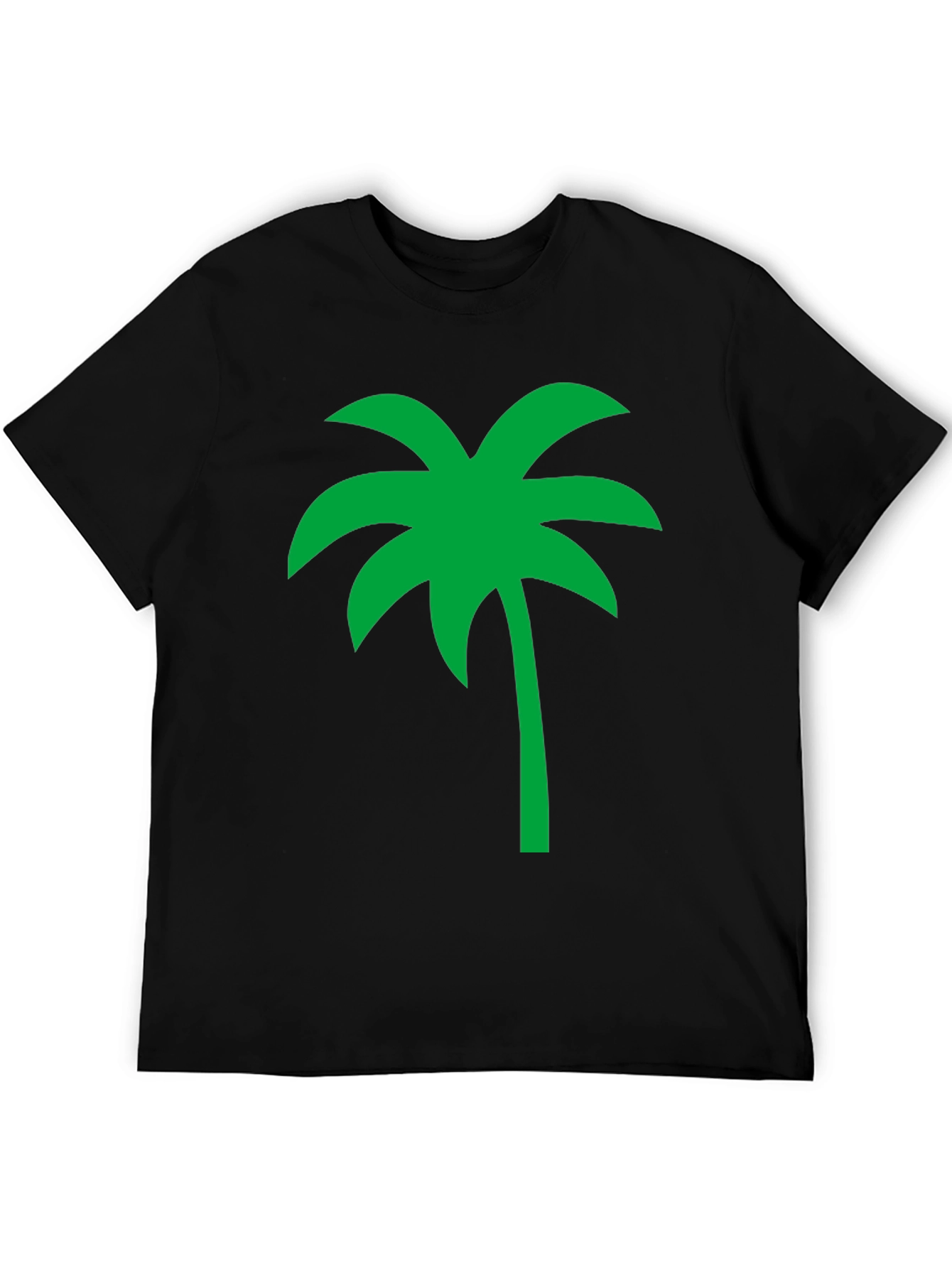 Tropical Palm Tree Graphic Tee - Black Cotton Casual Shirt