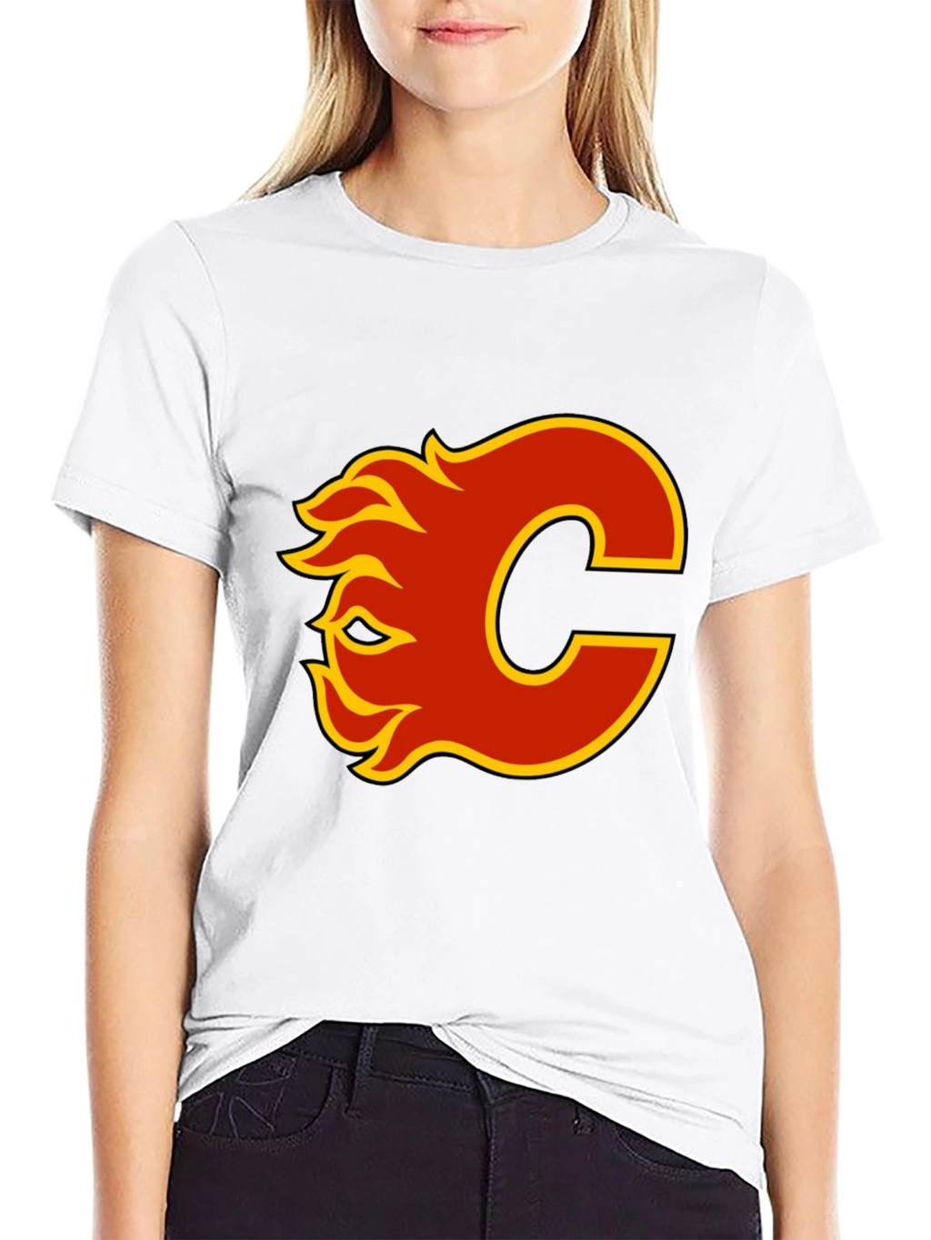 Calgary Flames Logo Black T-Shirt