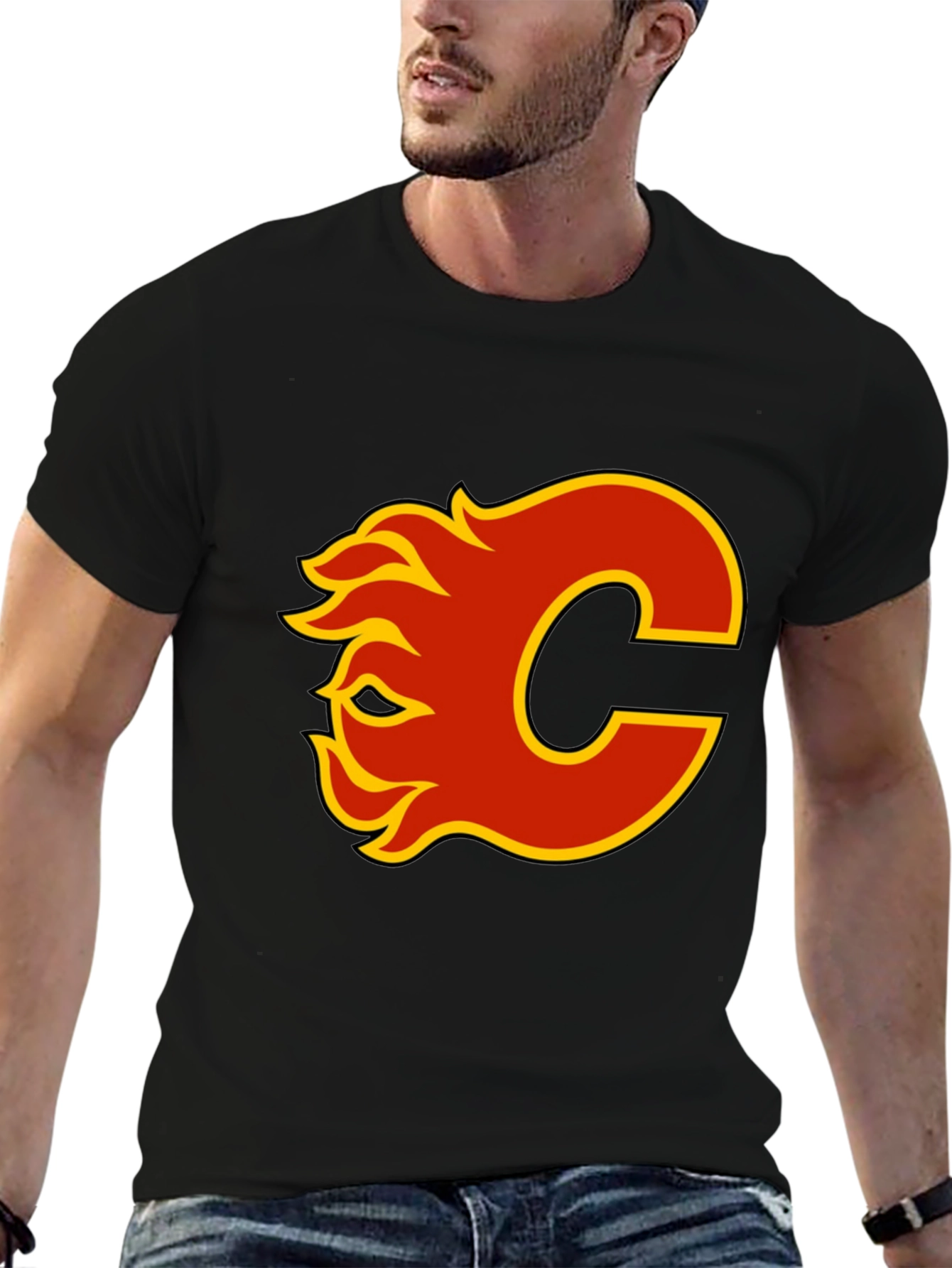 Calgary Flames Logo Black T-Shirt