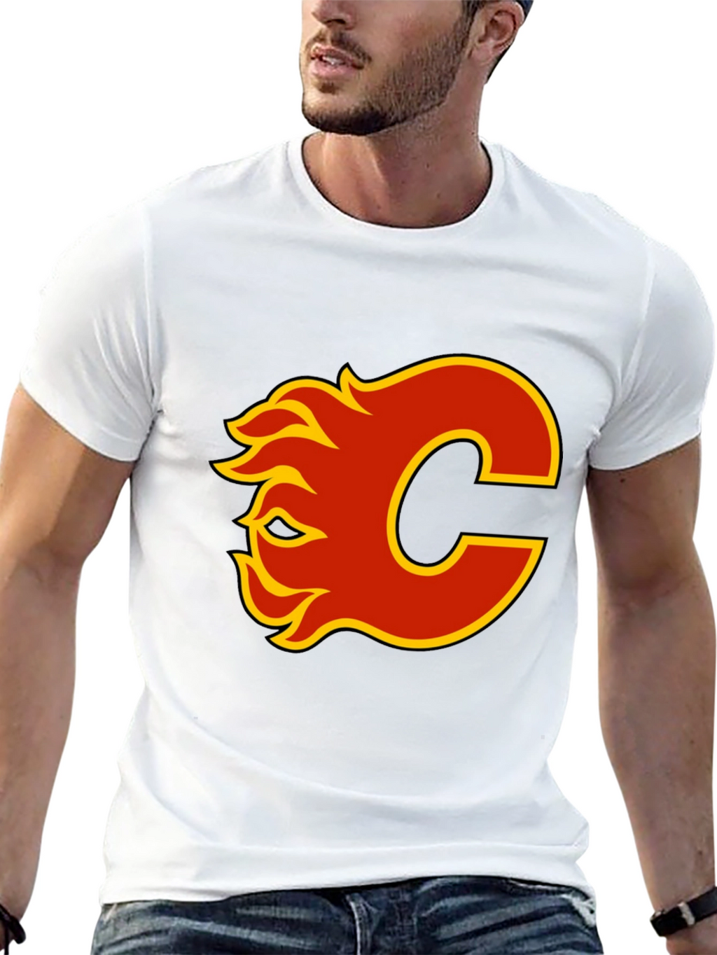 Calgary Flames Logo Black T-Shirt