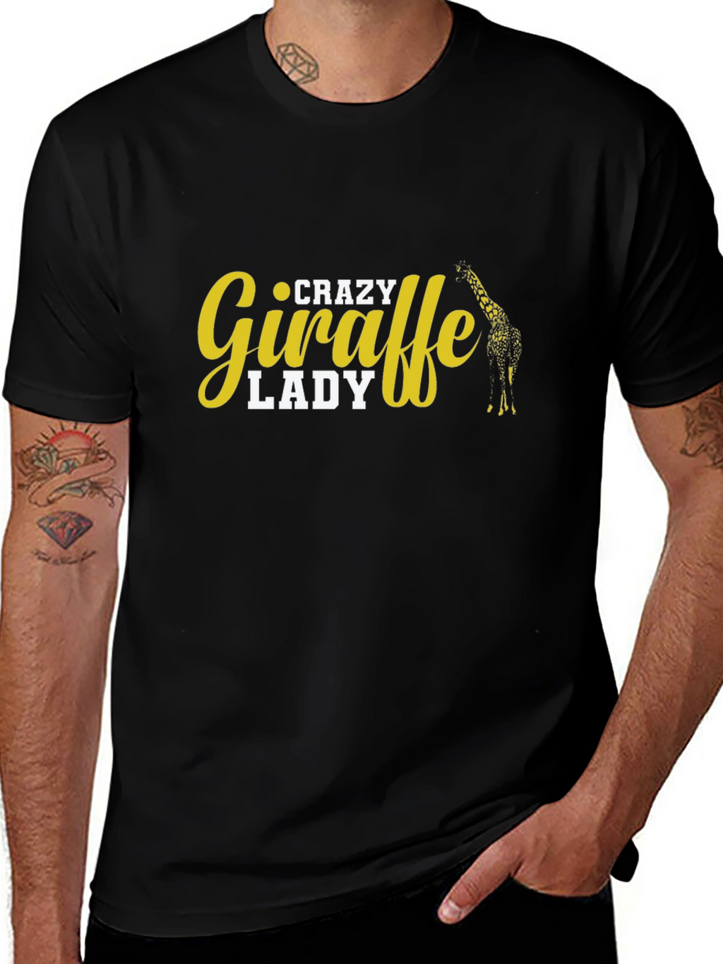 Crazy Giraffe Lady T-Shirt - Black