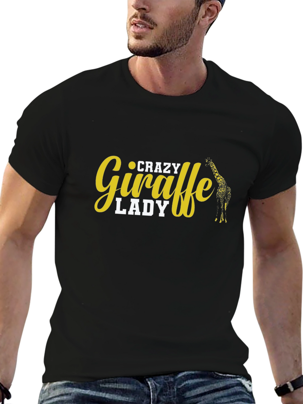 Crazy Giraffe Lady T-Shirt - Black