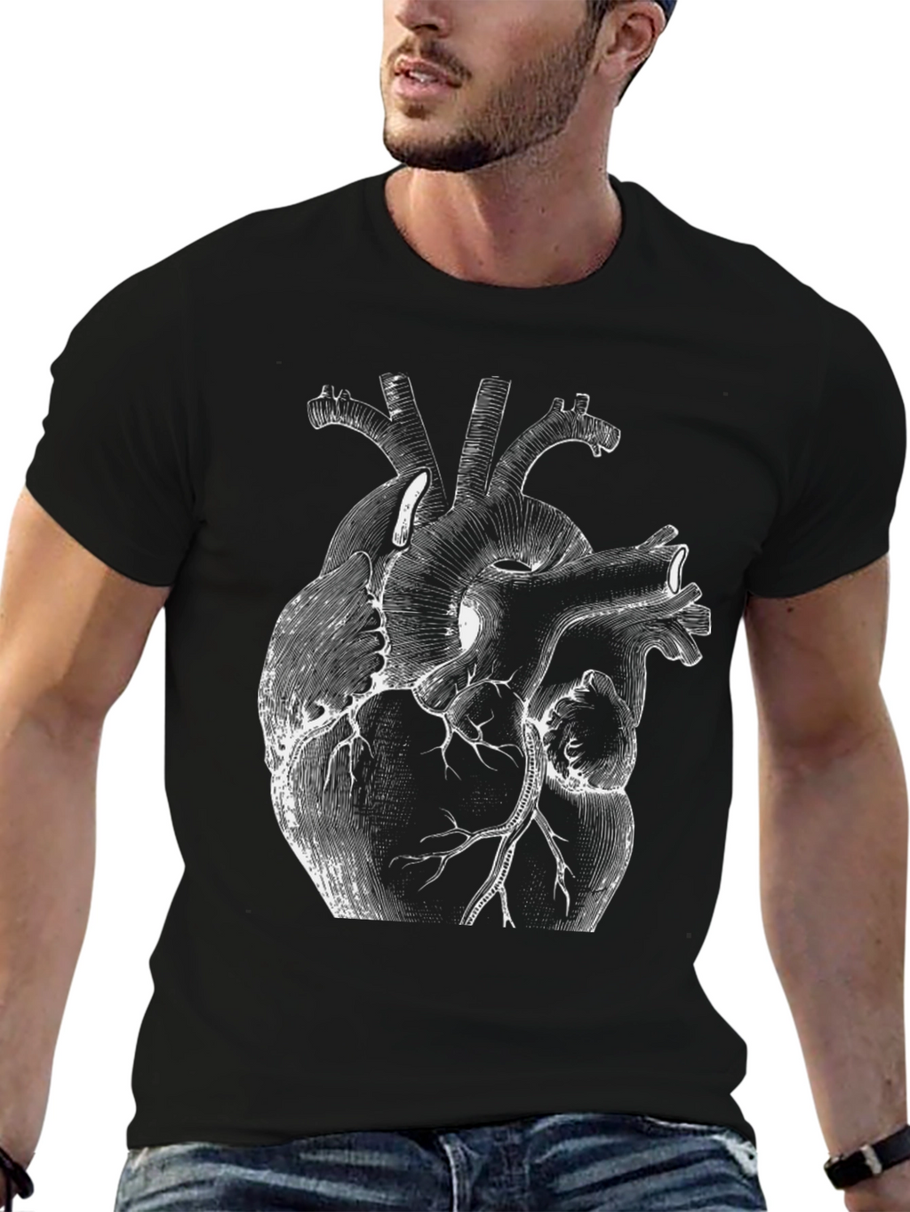 Anatomical Heart Graphic Black T-Shirt