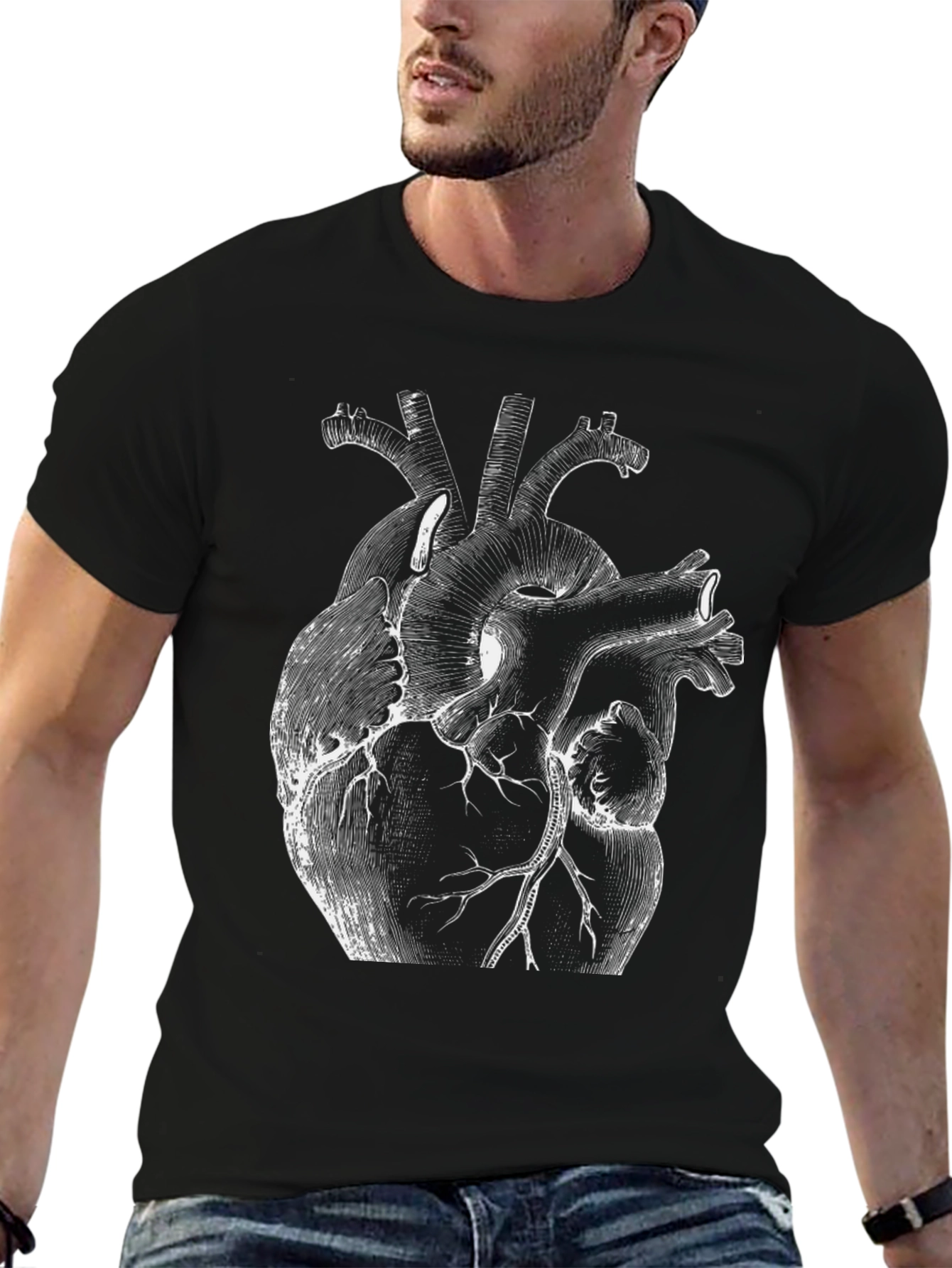 Anatomical Heart Graphic Black T-Shirt