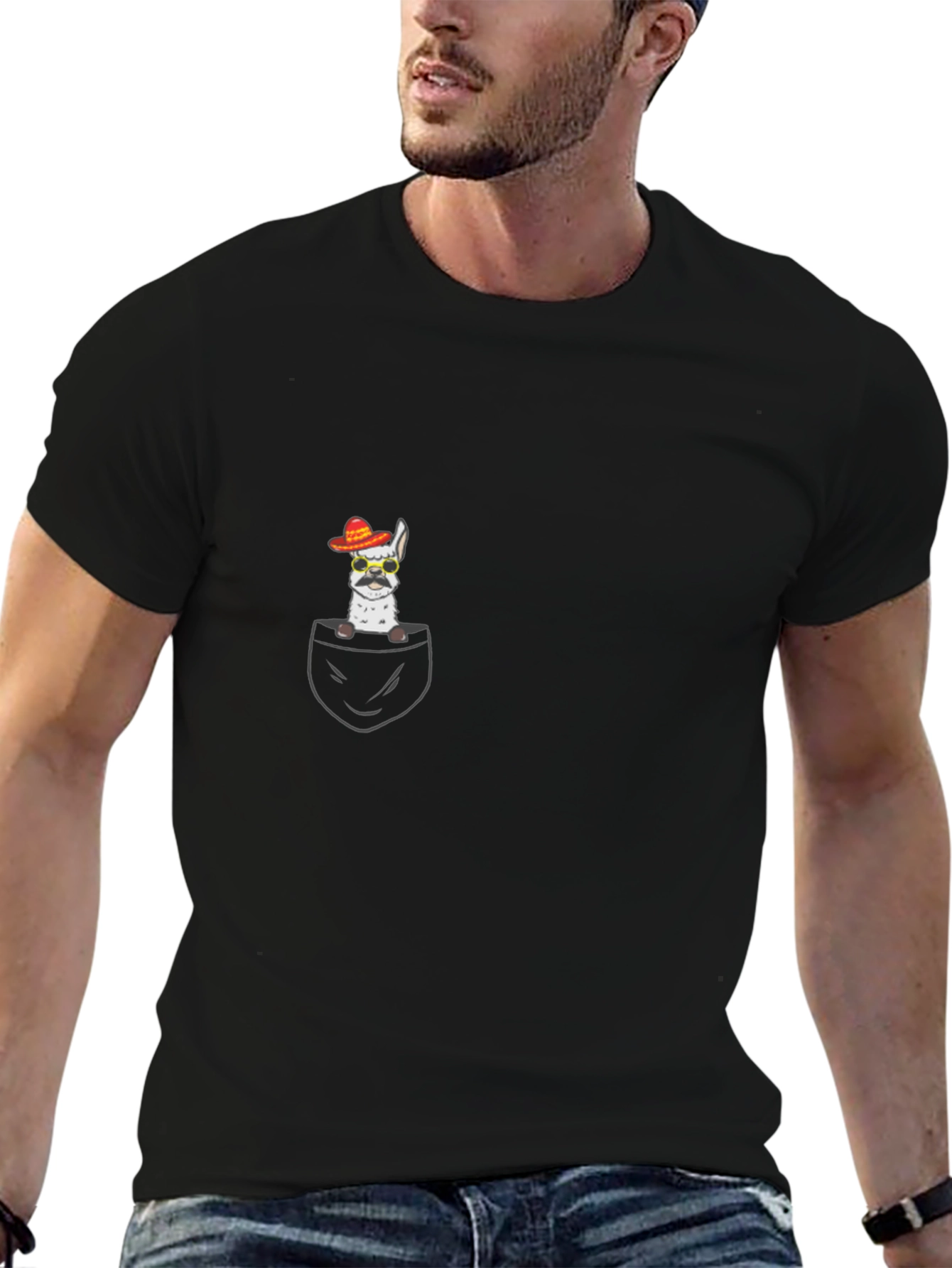Pocket Llama Tee -  Cinco de Mayo Sombrero & Shades