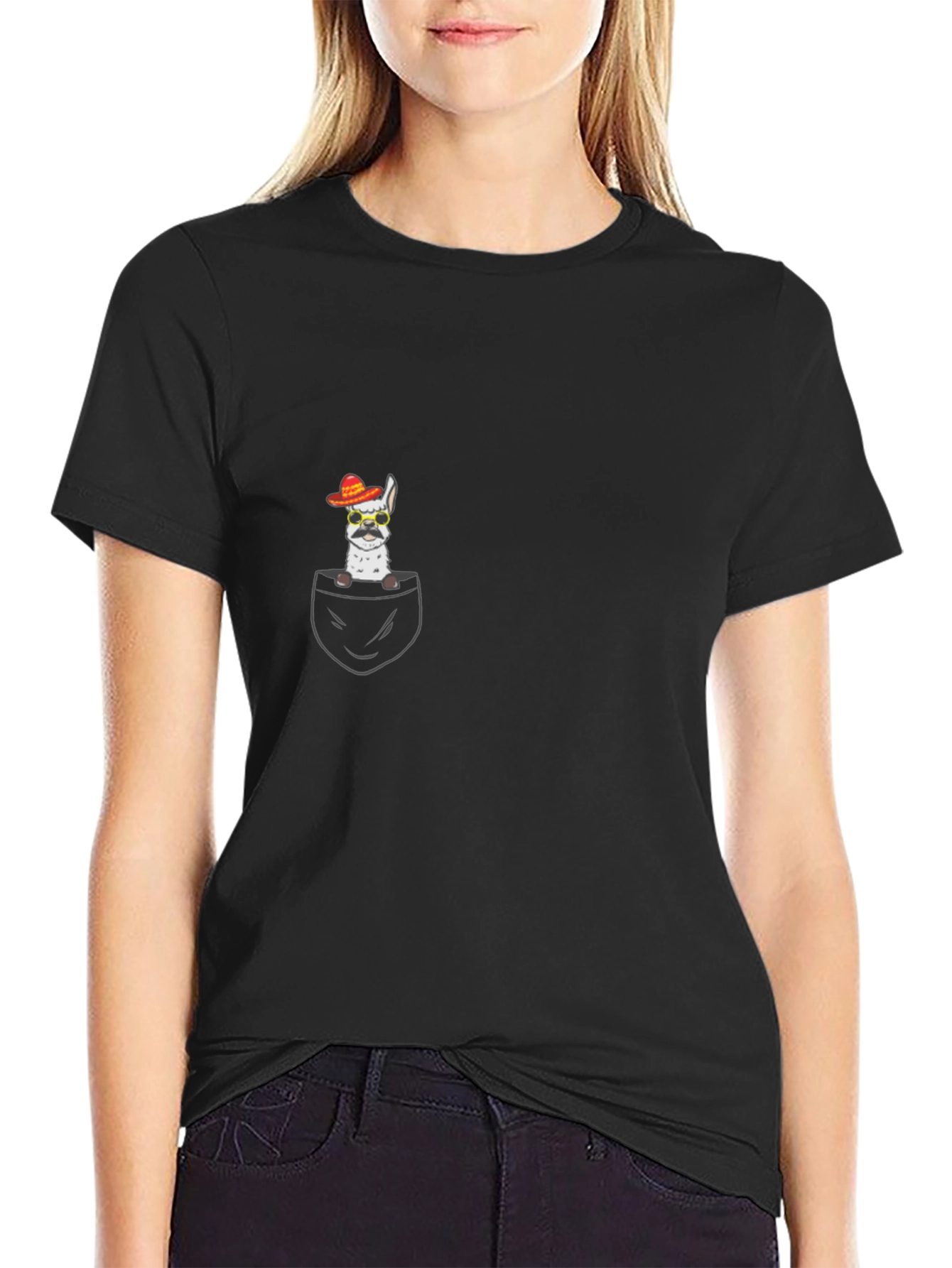 Pocket Llama Tee -  Cinco de Mayo Sombrero & Shades