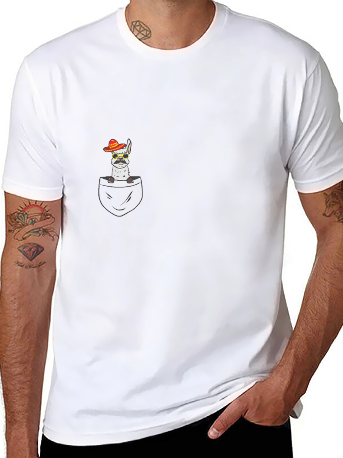Pocket Llama Tee -  Cinco de Mayo Sombrero & Shades