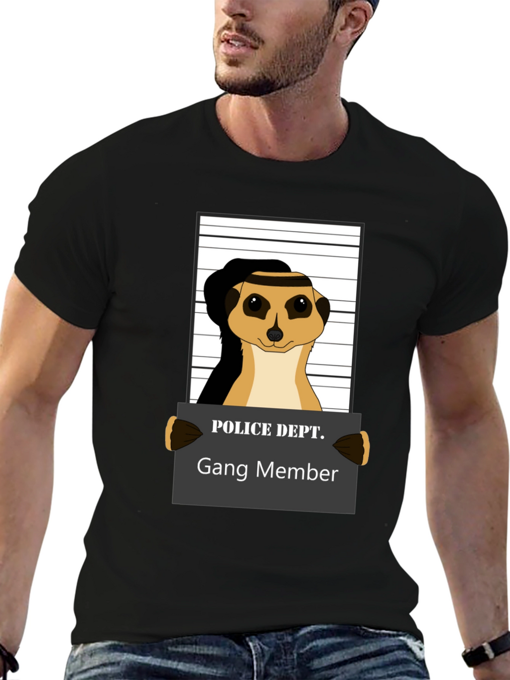 Gang Member Meerkat T-Shirt - Novelty Animal Tee