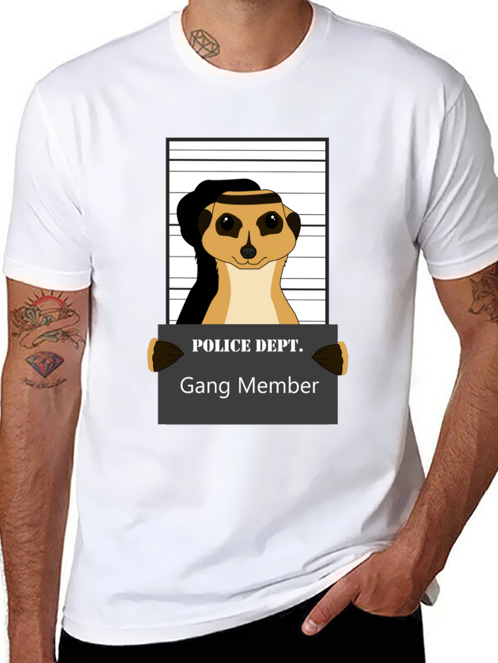 Gang Member Meerkat T-Shirt - Novelty Animal Tee