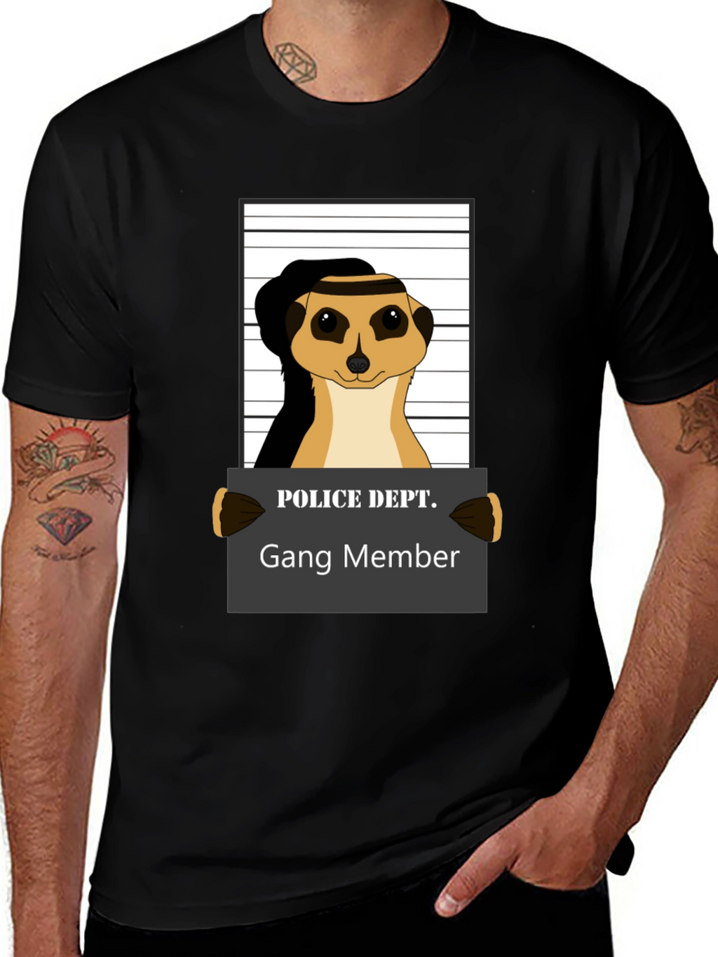 Gang Member Meerkat T-Shirt - Novelty Animal Tee