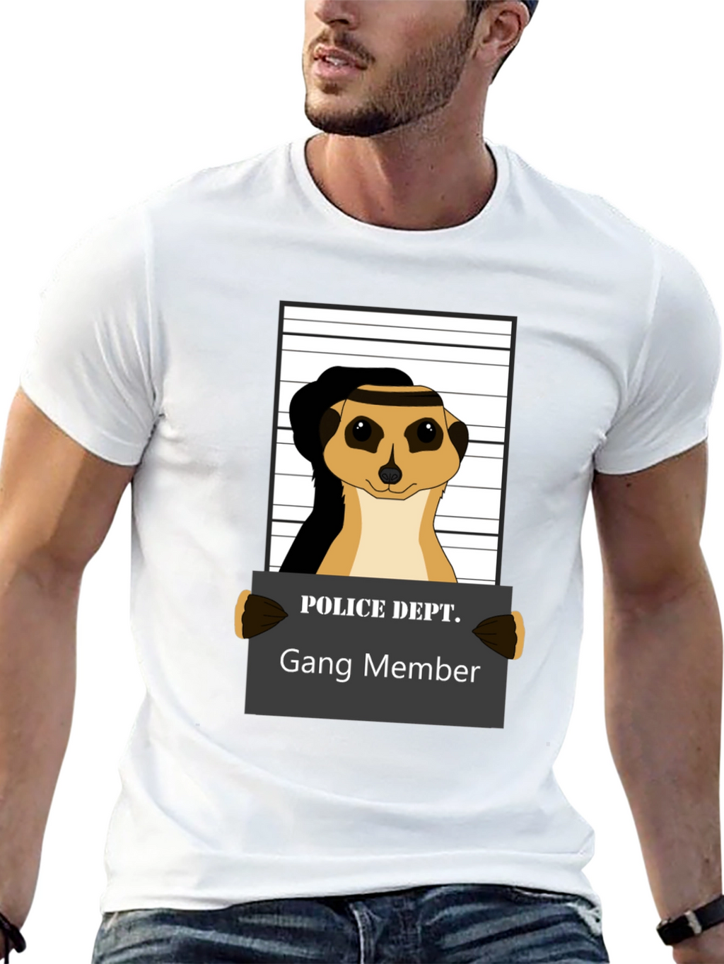 Gang Member Meerkat T-Shirt - Novelty Animal Tee