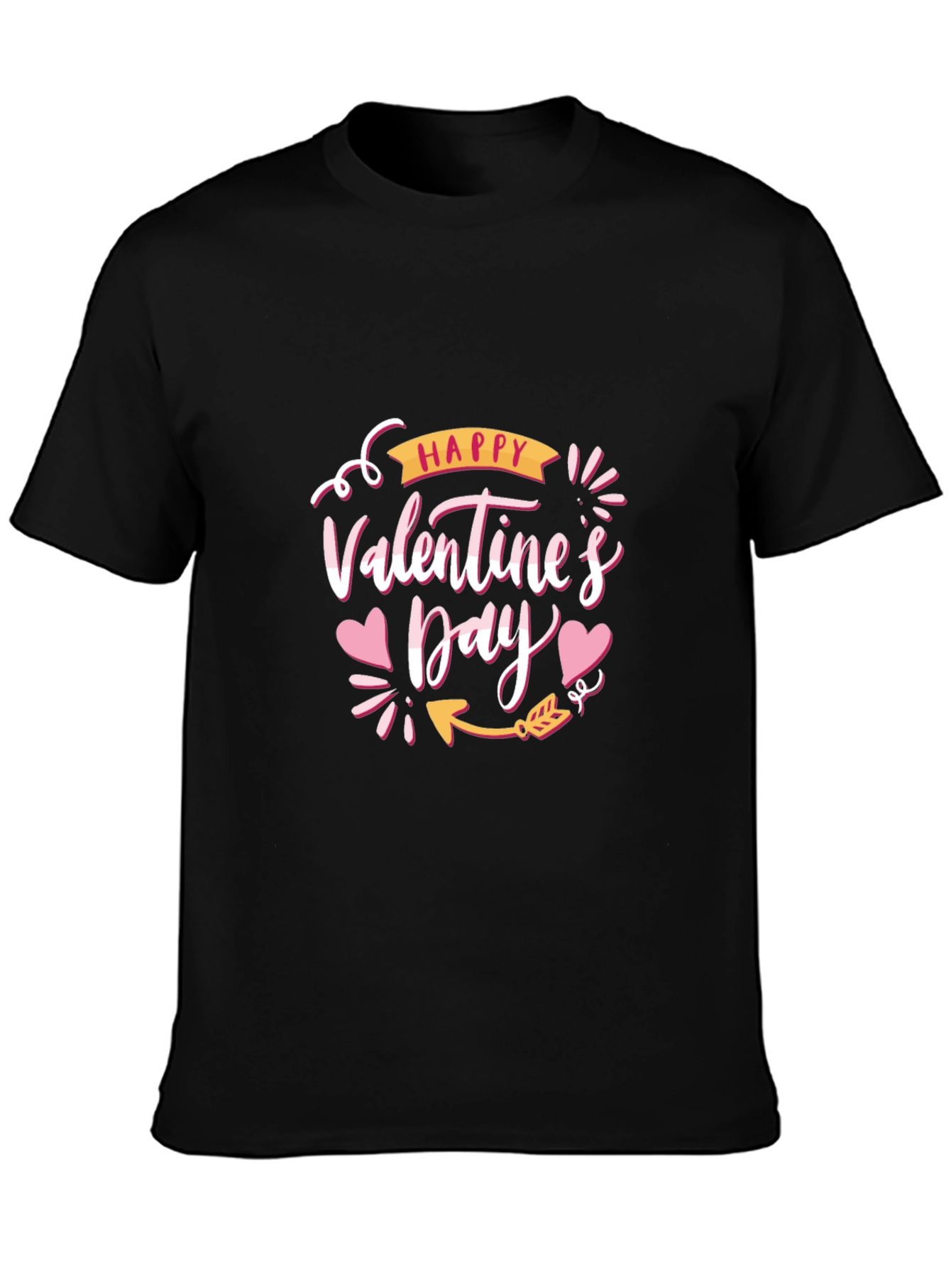 Happy Valentines Day Black T-Shirt