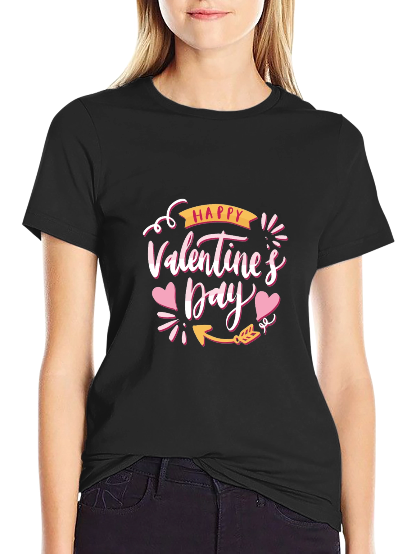 Happy Valentines Day Black T-Shirt