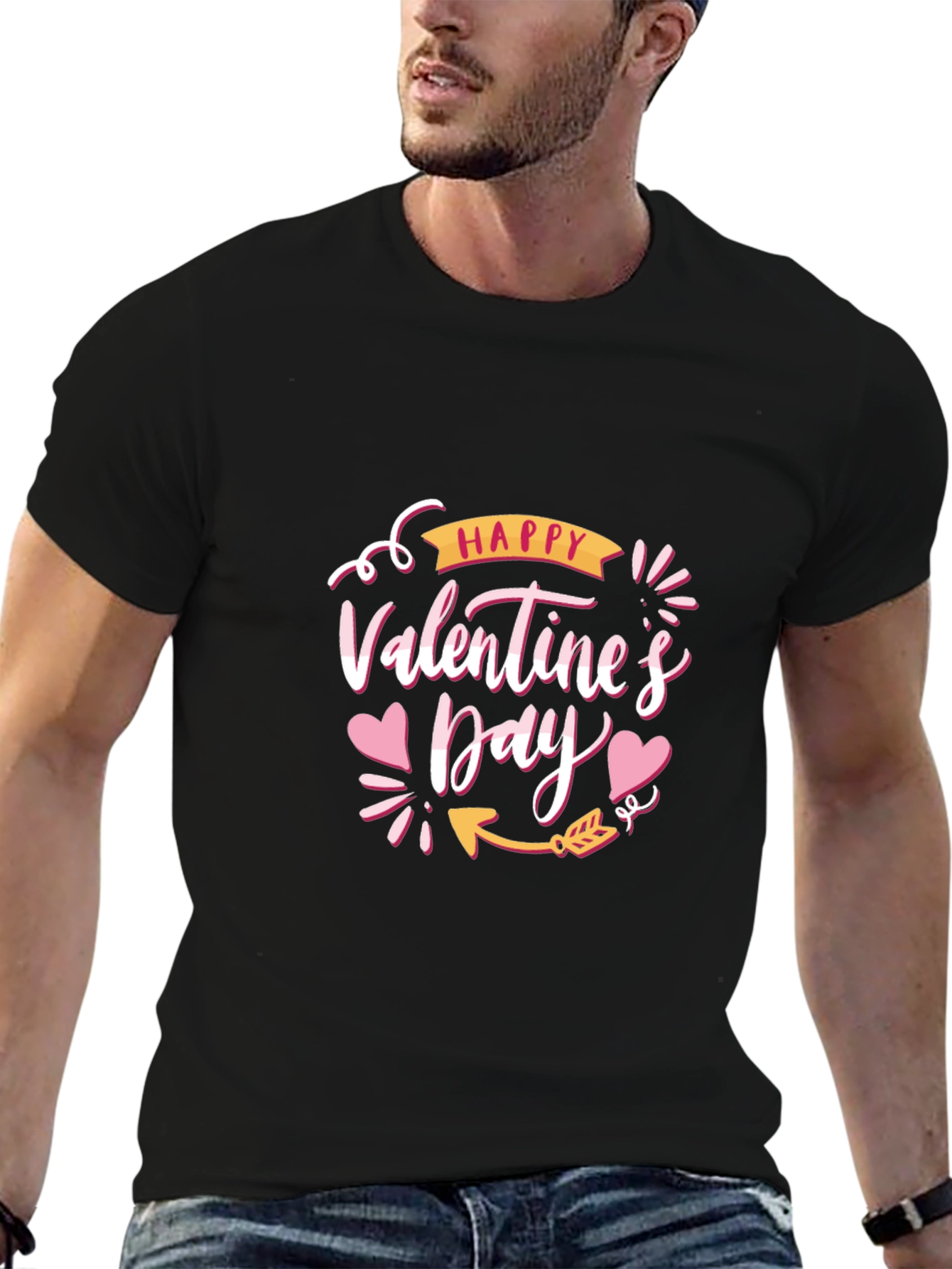 Happy Valentines Day Black T-Shirt