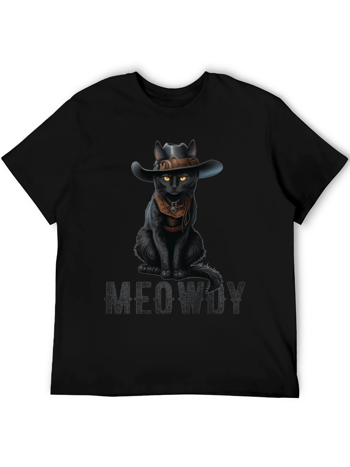 Meowdy Black Cat Cowboy T-Shirt