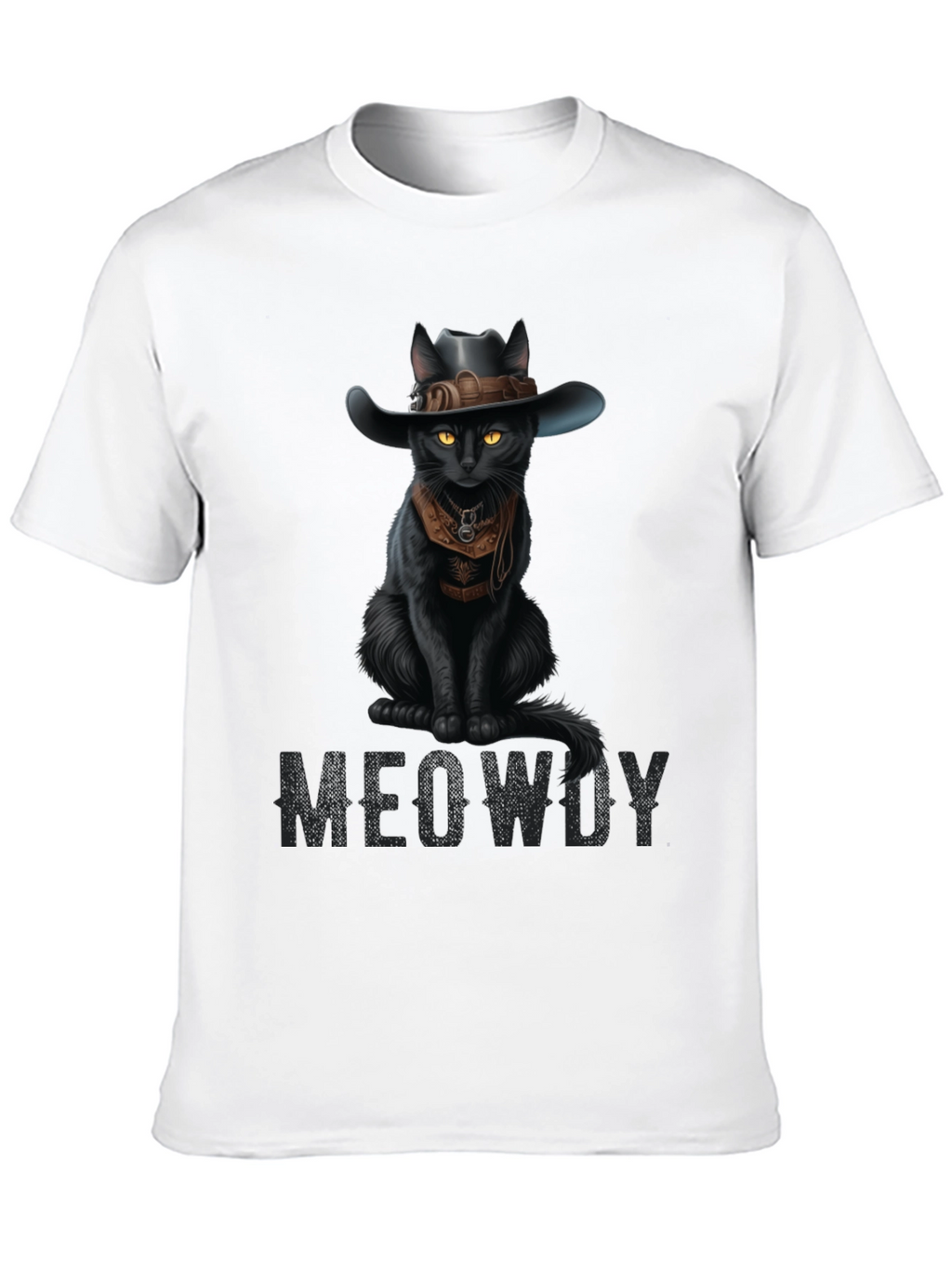 Meowdy Black Cat Cowboy T-Shirt