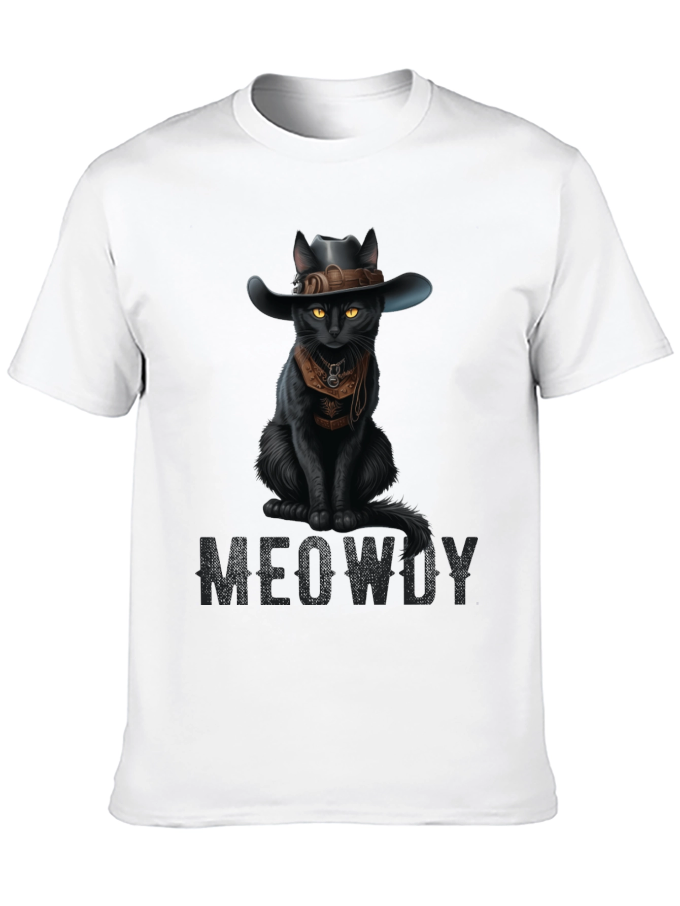 Meowdy Black Cat Cowboy T-Shirt