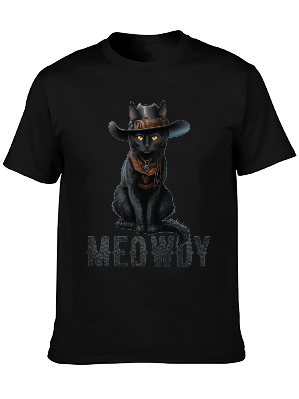 Meowdy Black Cat Cowboy T-Shirt
