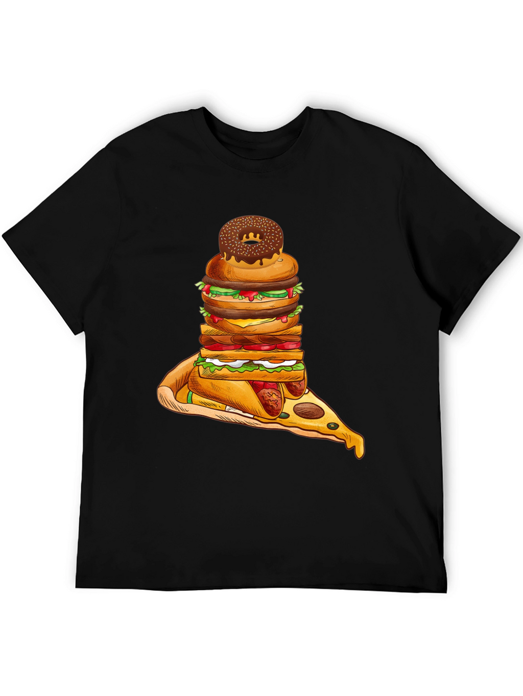 Black Food Stack Graphic Tee