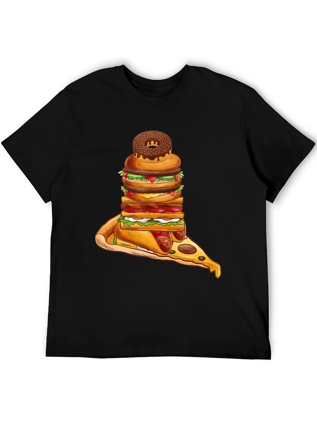 Black Food Stack Graphic Tee