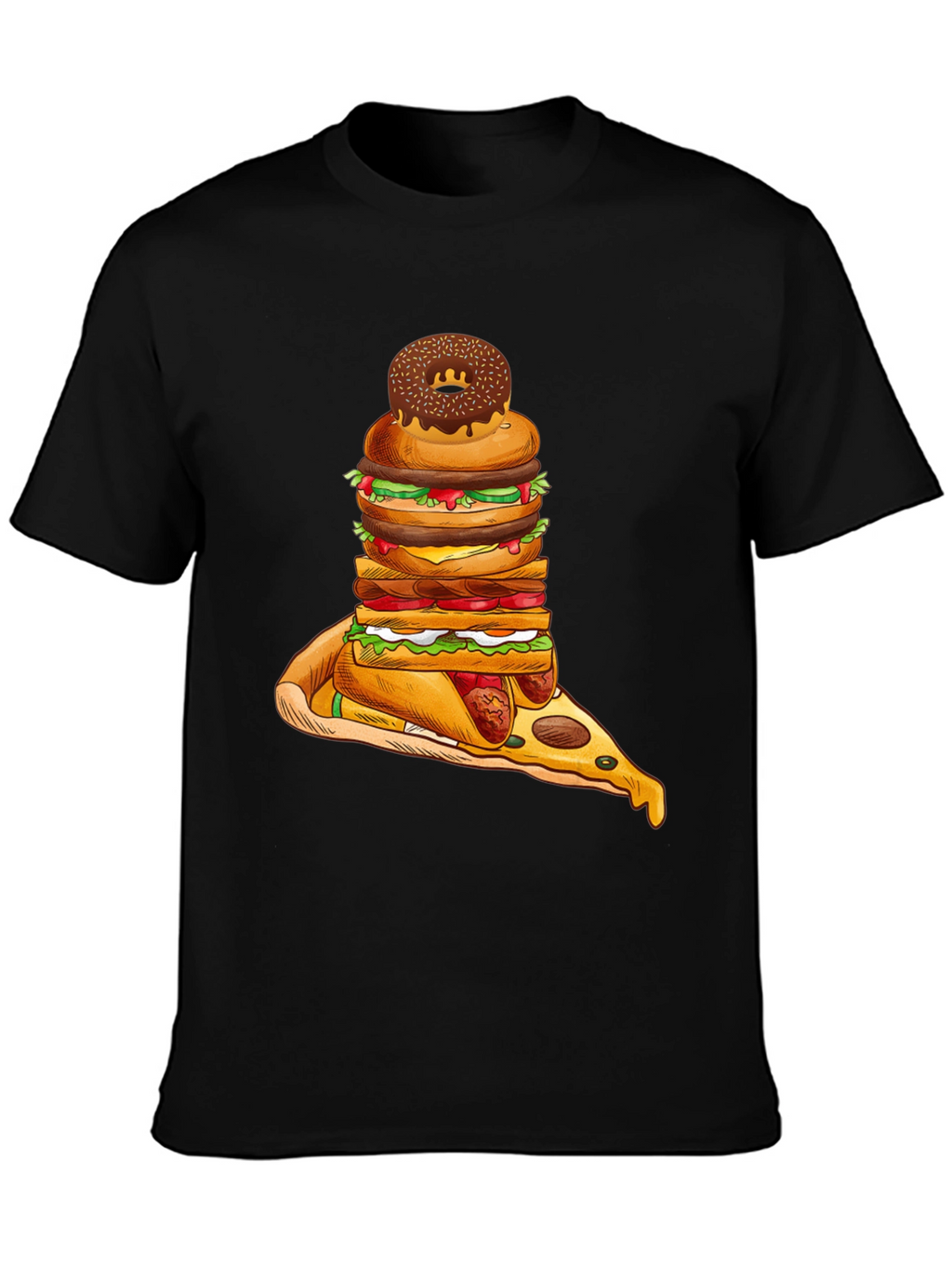 Black Food Stack Graphic Tee