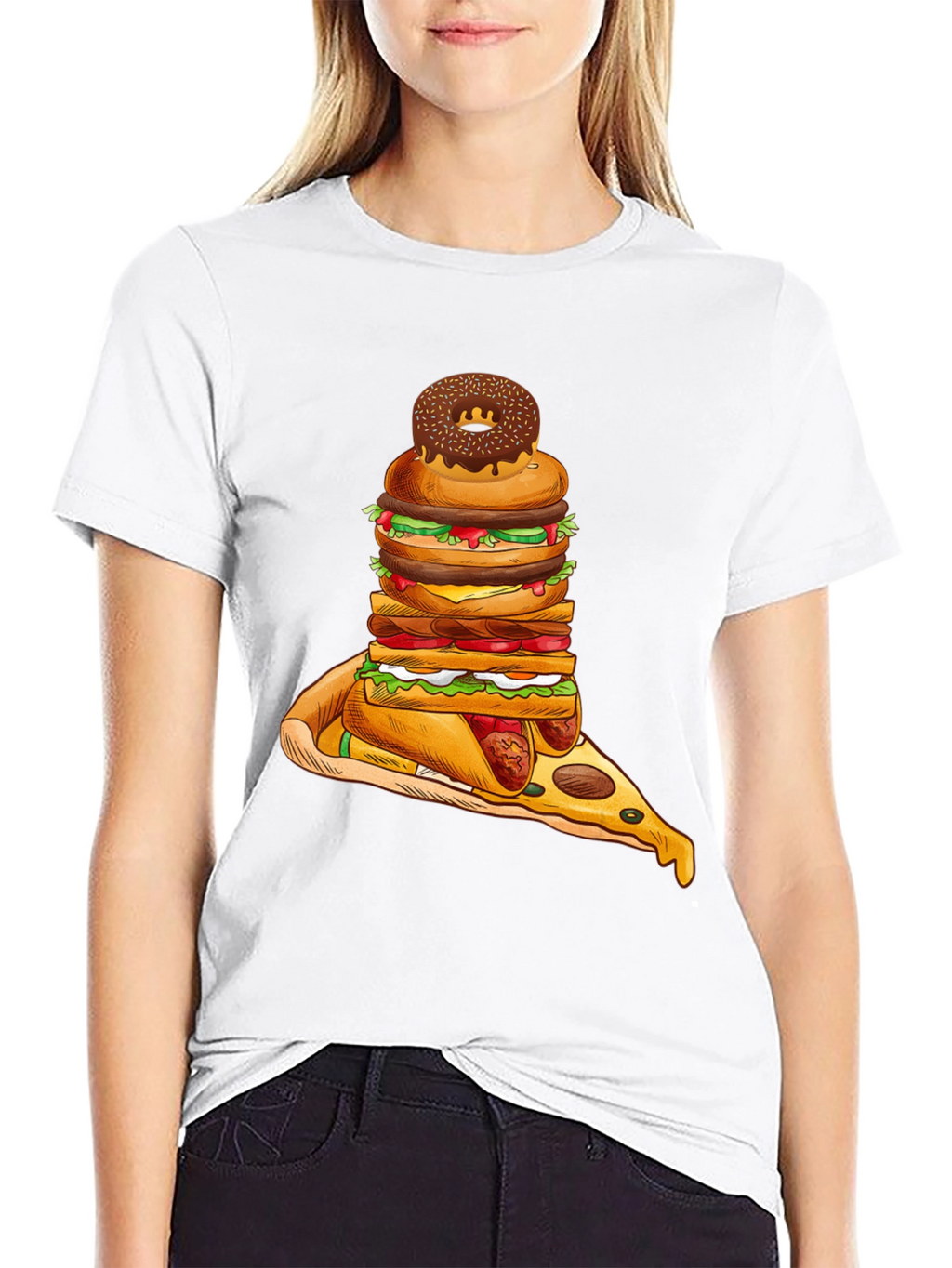 Black Food Stack Graphic Tee