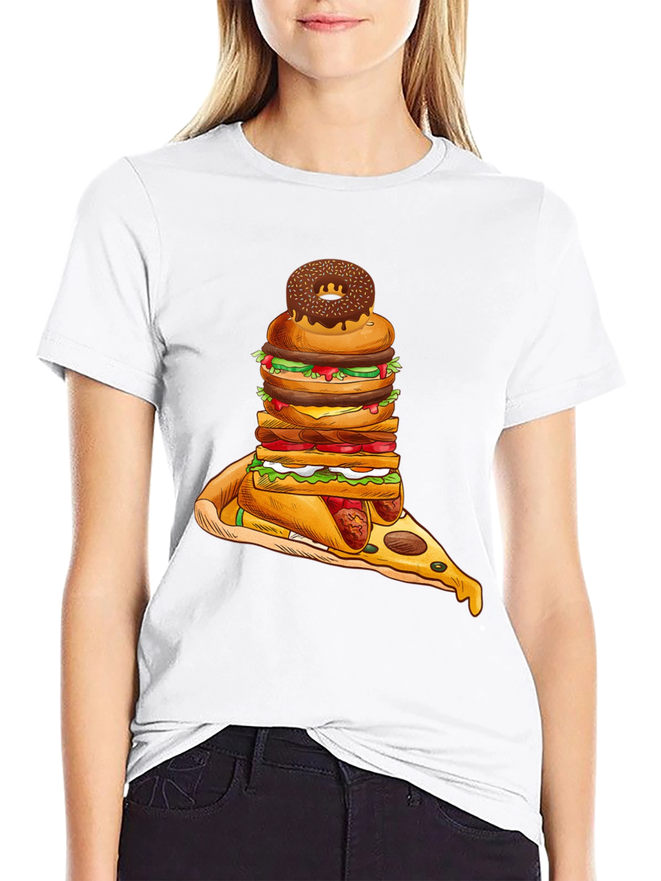 Black Food Stack Graphic Tee
