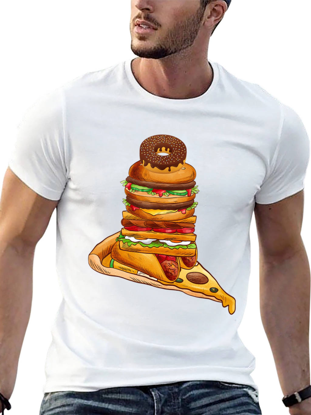 Black Food Stack Graphic Tee