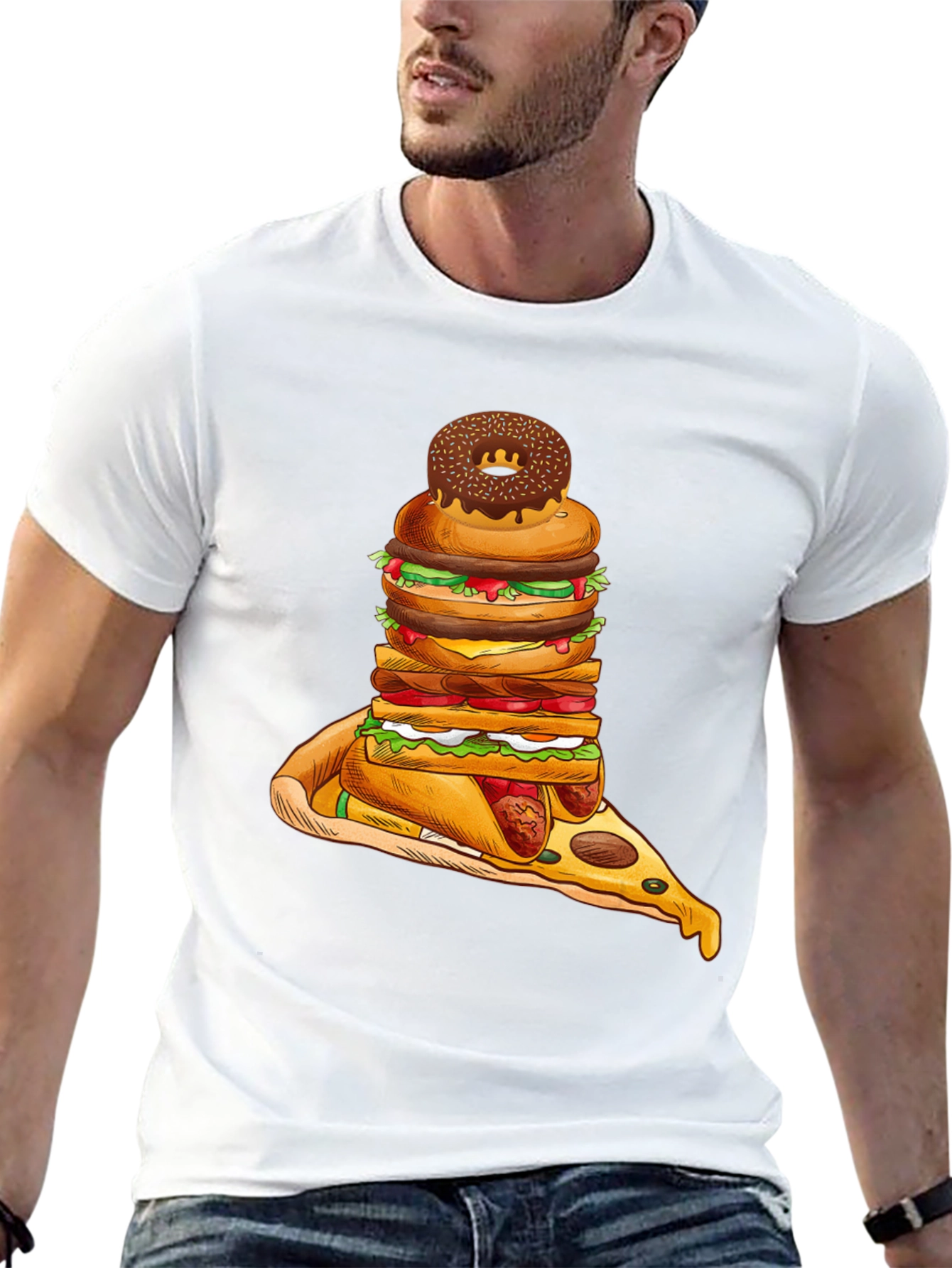 Black Food Stack Graphic Tee