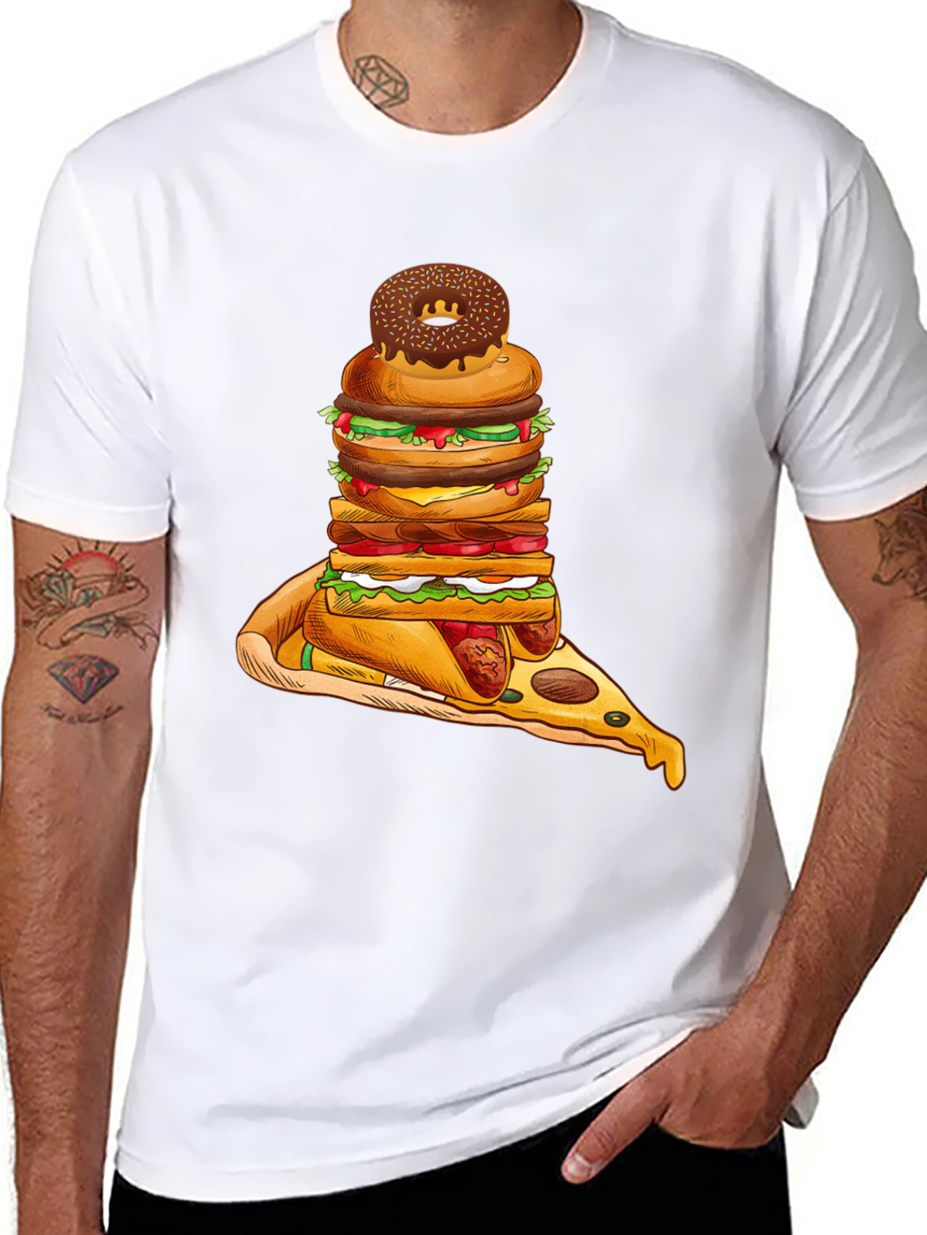 Black Food Stack Graphic Tee