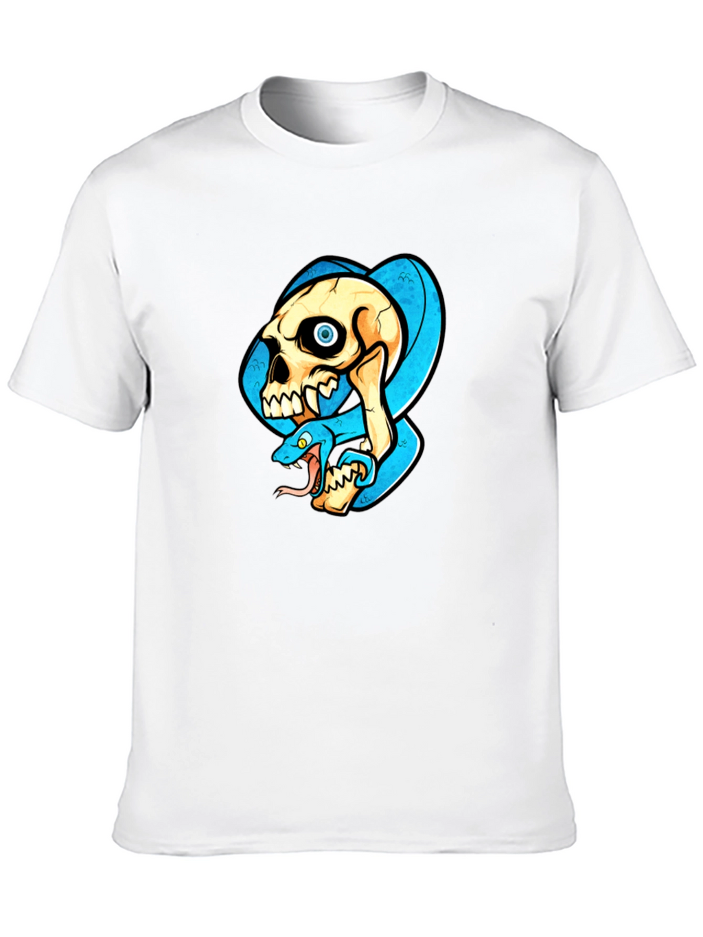 Skull & Snake Graphic T-Shirt - Cool Design