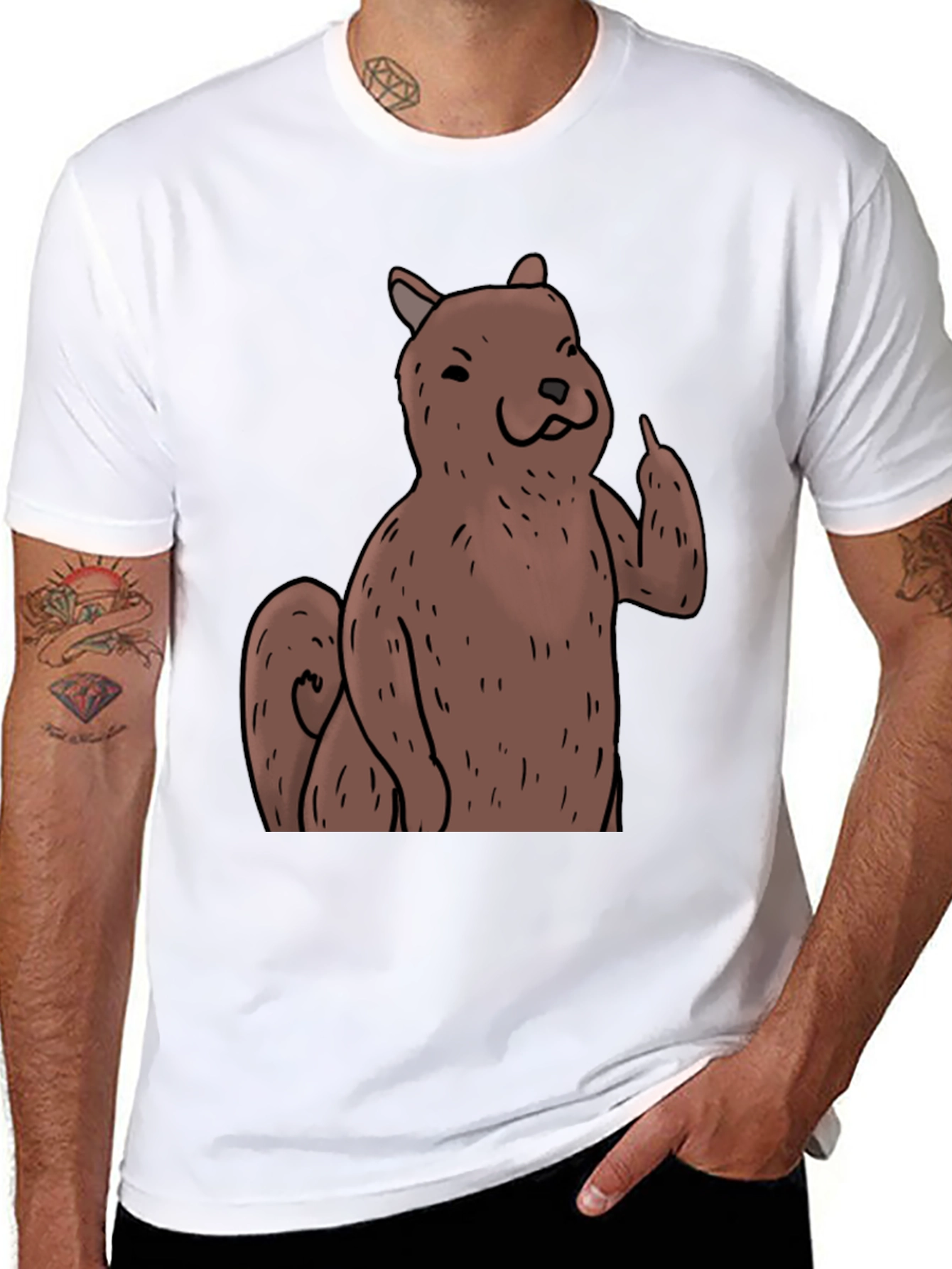 Squirrel Giving the Finger Graphic T-Shirt