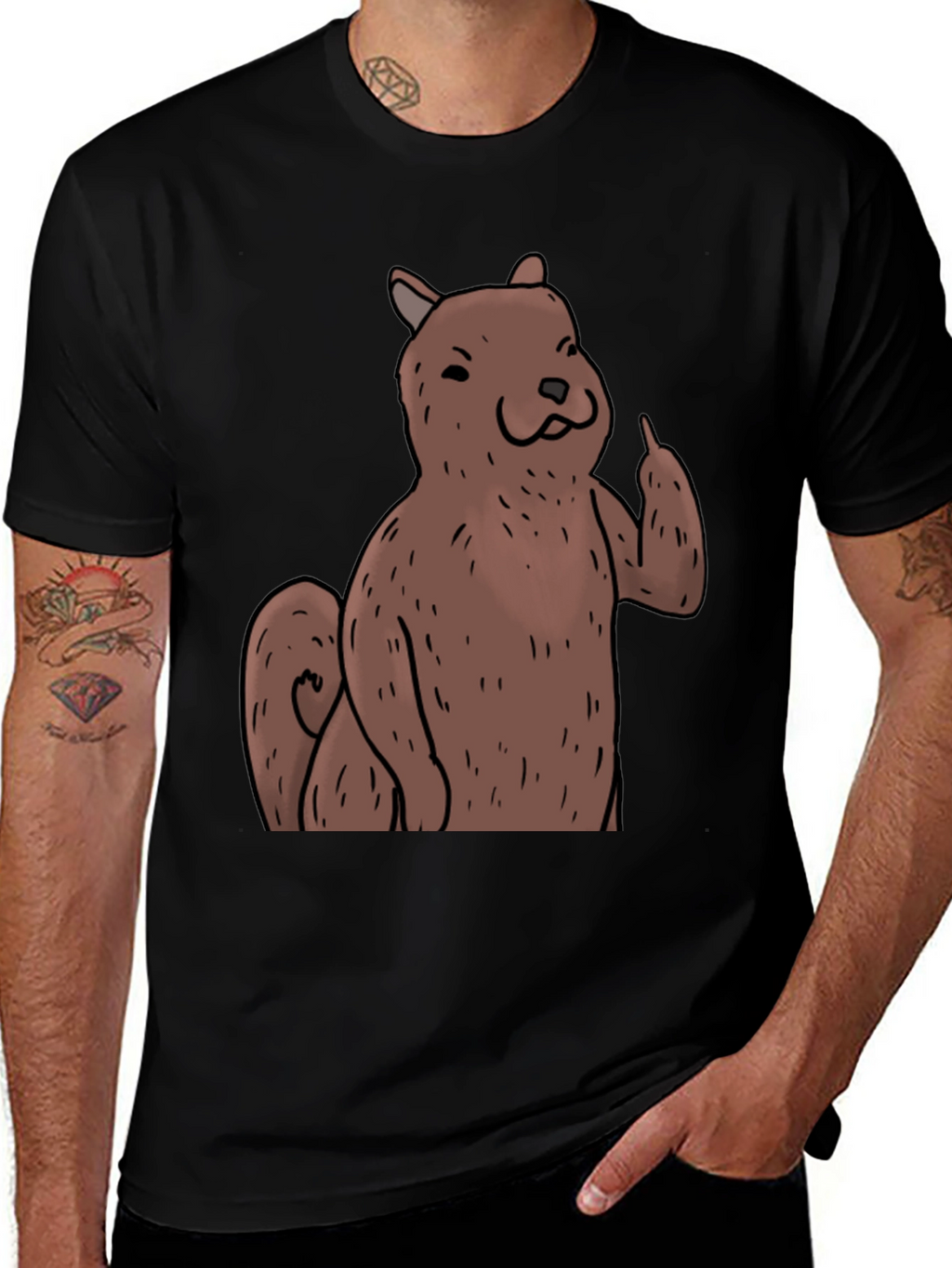 Squirrel Giving the Finger Graphic T-Shirt