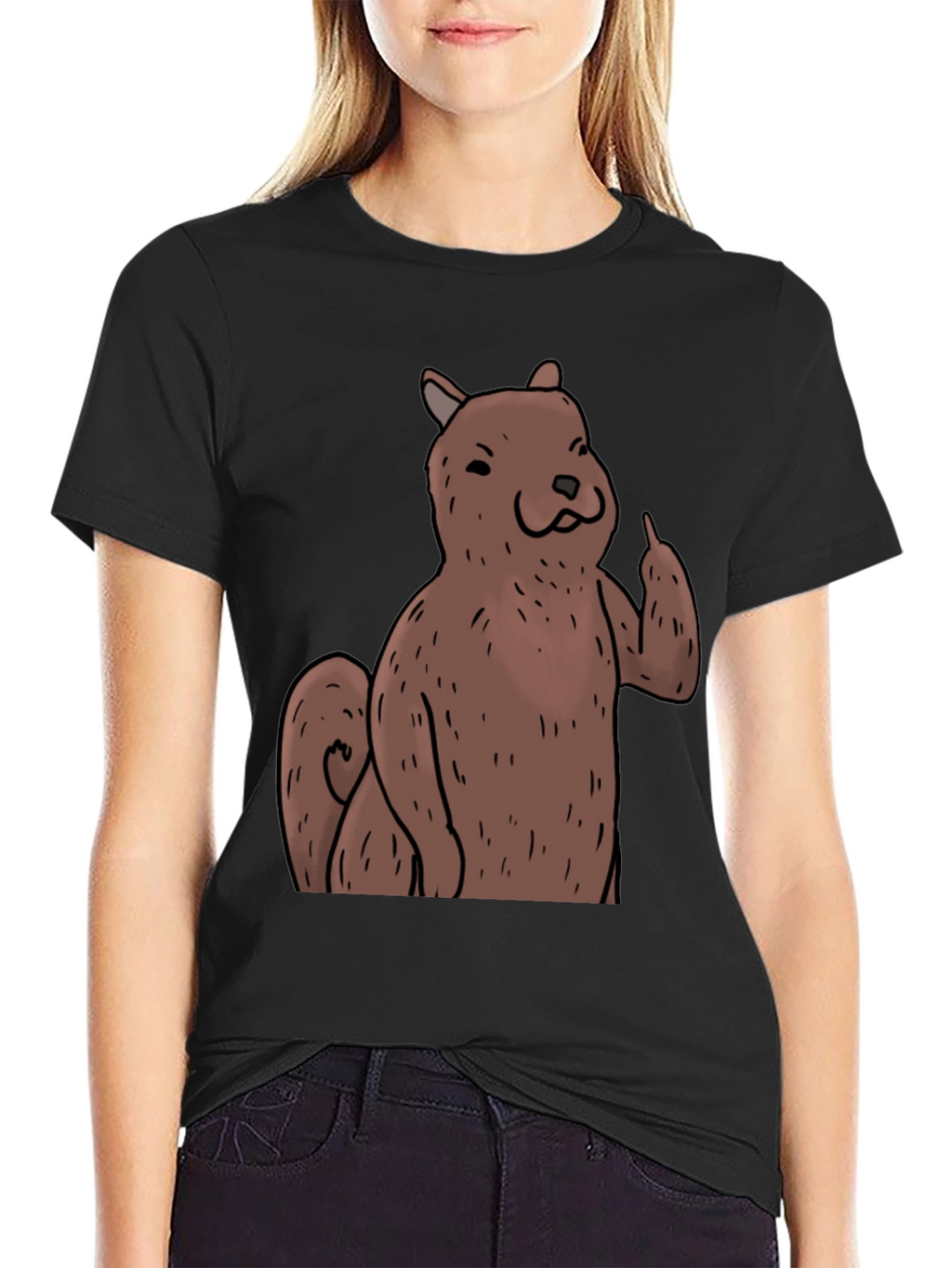 Squirrel Giving the Finger Graphic T-Shirt