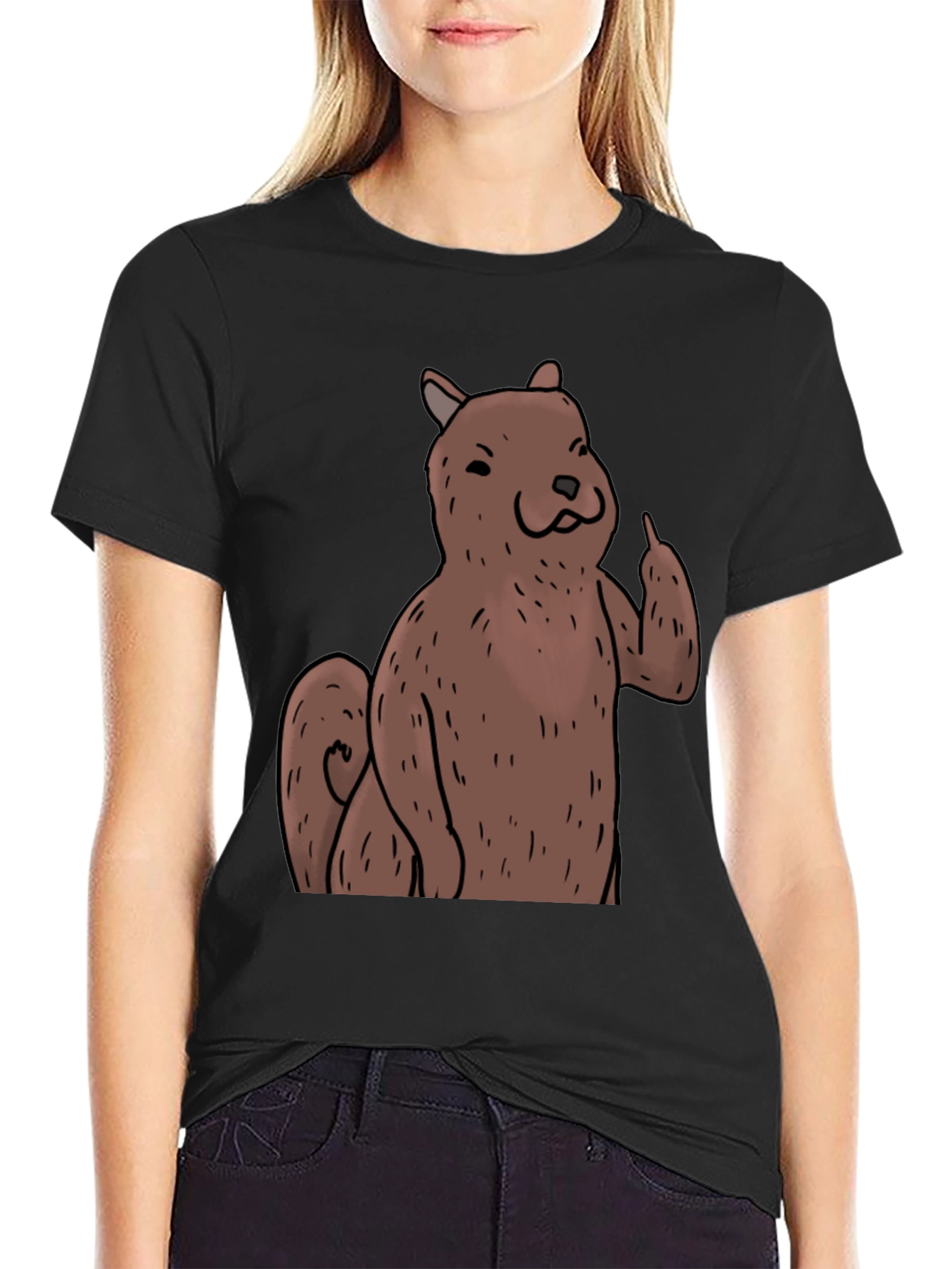 Squirrel Giving the Finger Graphic T-Shirt