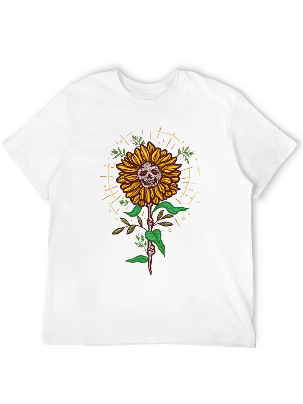 Skull Sunflower Graphic Tee - Unique Design