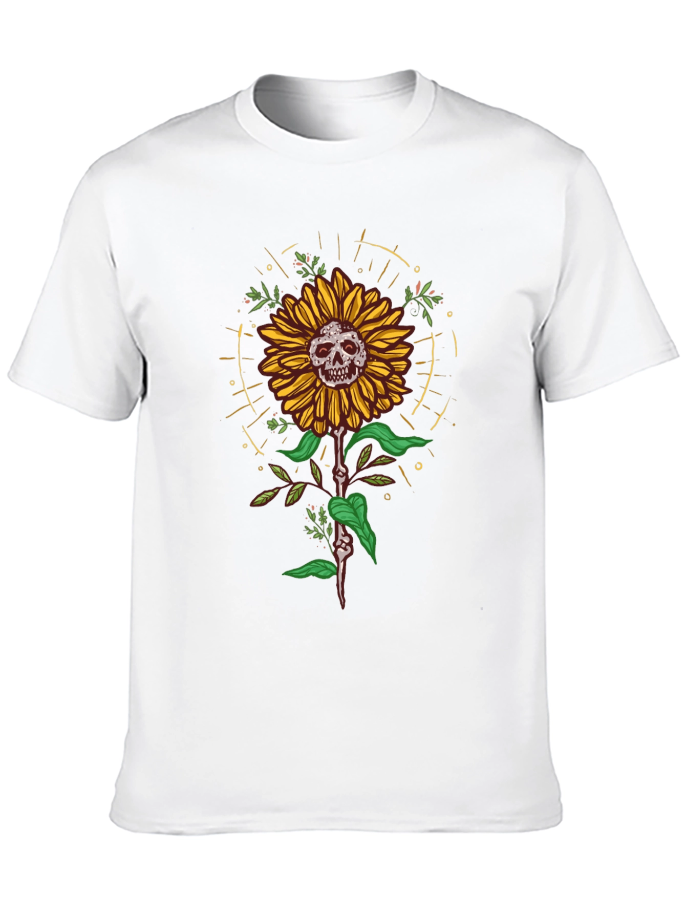 Skull Sunflower Graphic Tee - Unique Design
