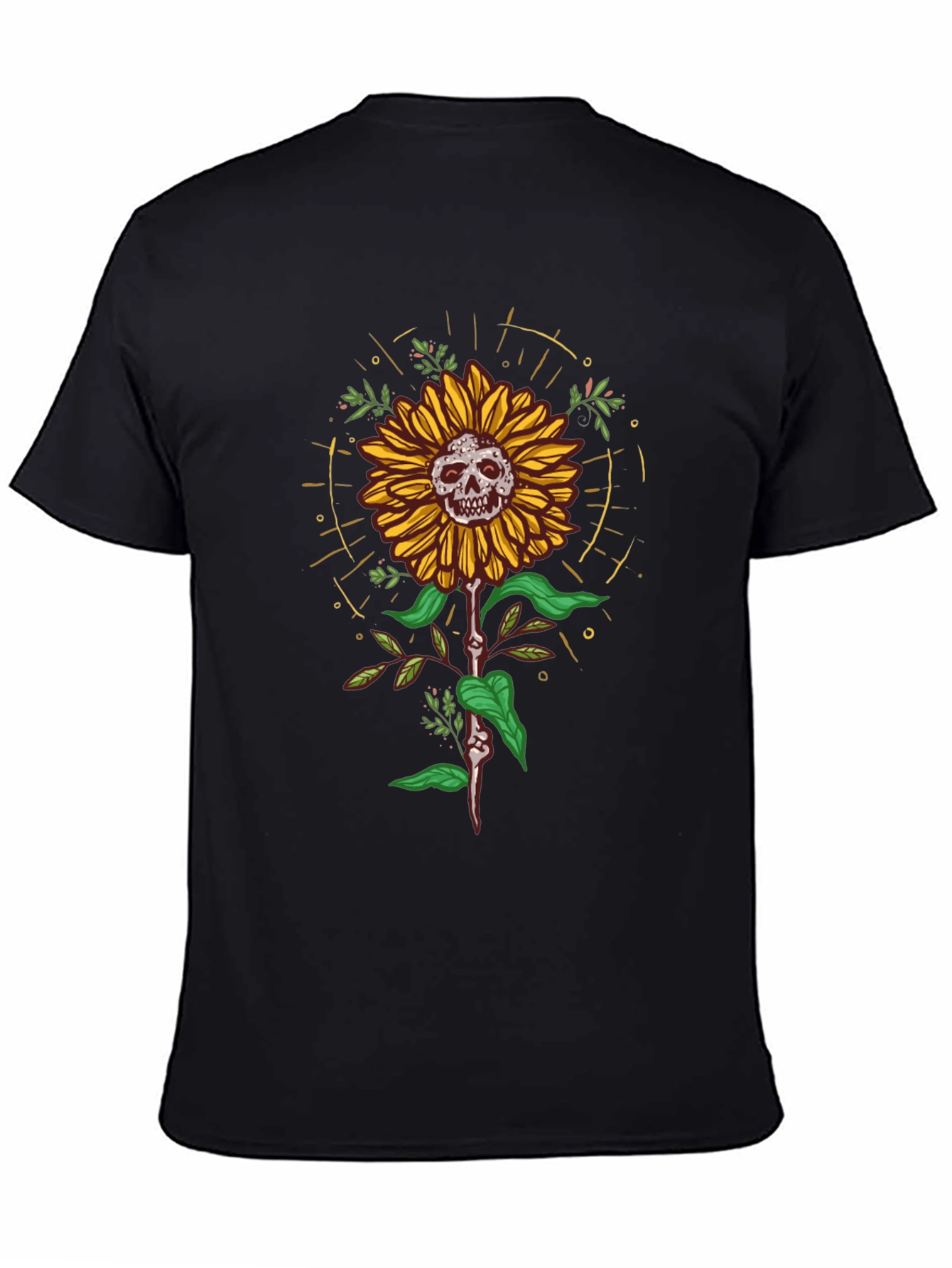 Skull Sunflower Graphic Tee - Unique Design