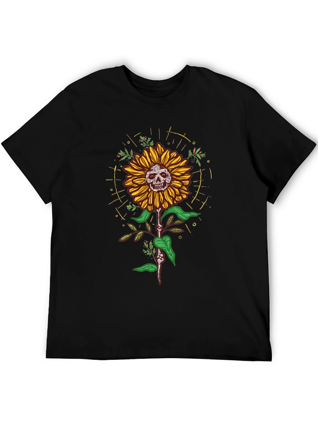 Skull Sunflower Graphic Tee - Unique Design