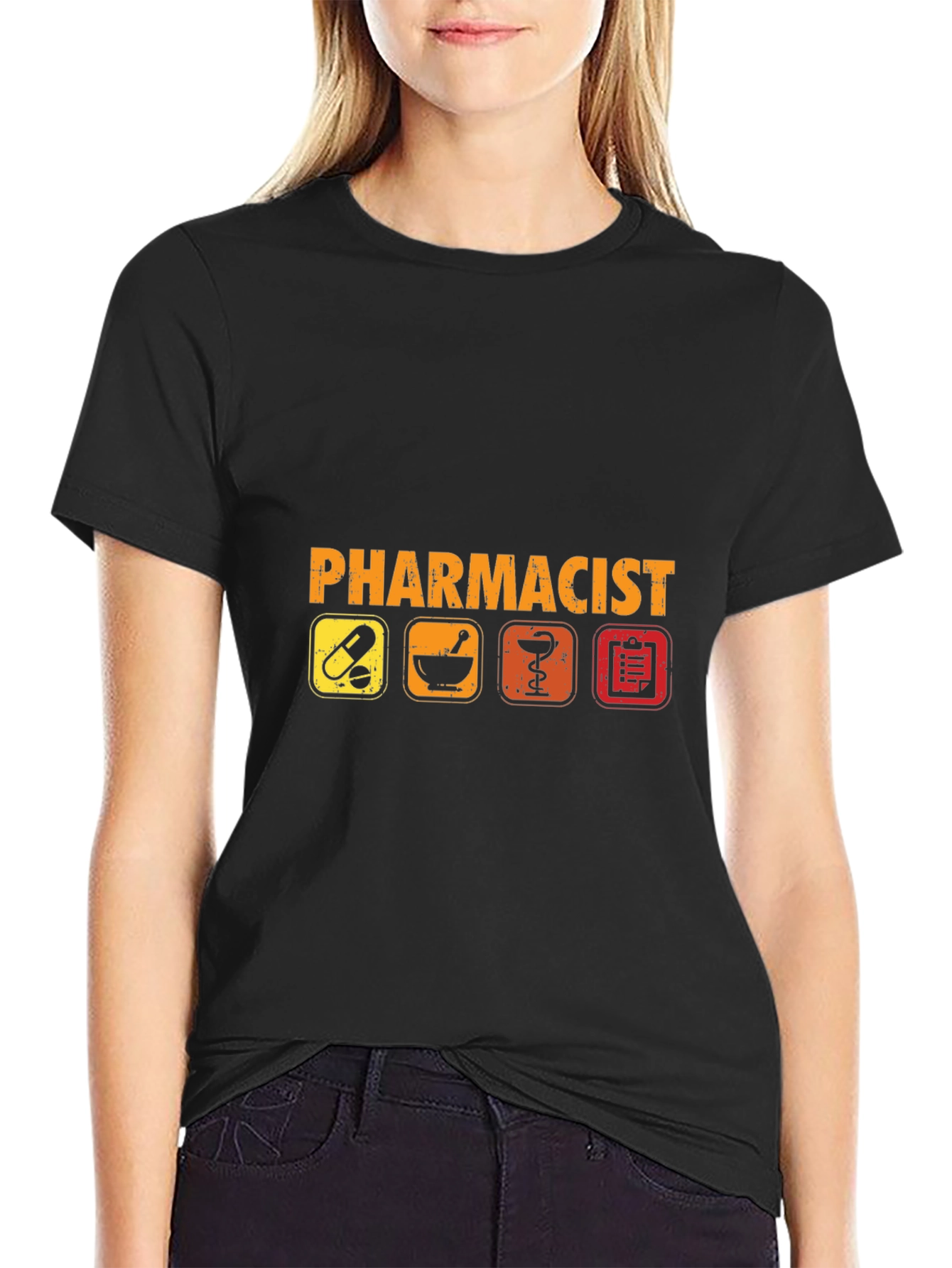 Pharmacist Graphic T-Shirt - Pill Mortar and Caduceus Design