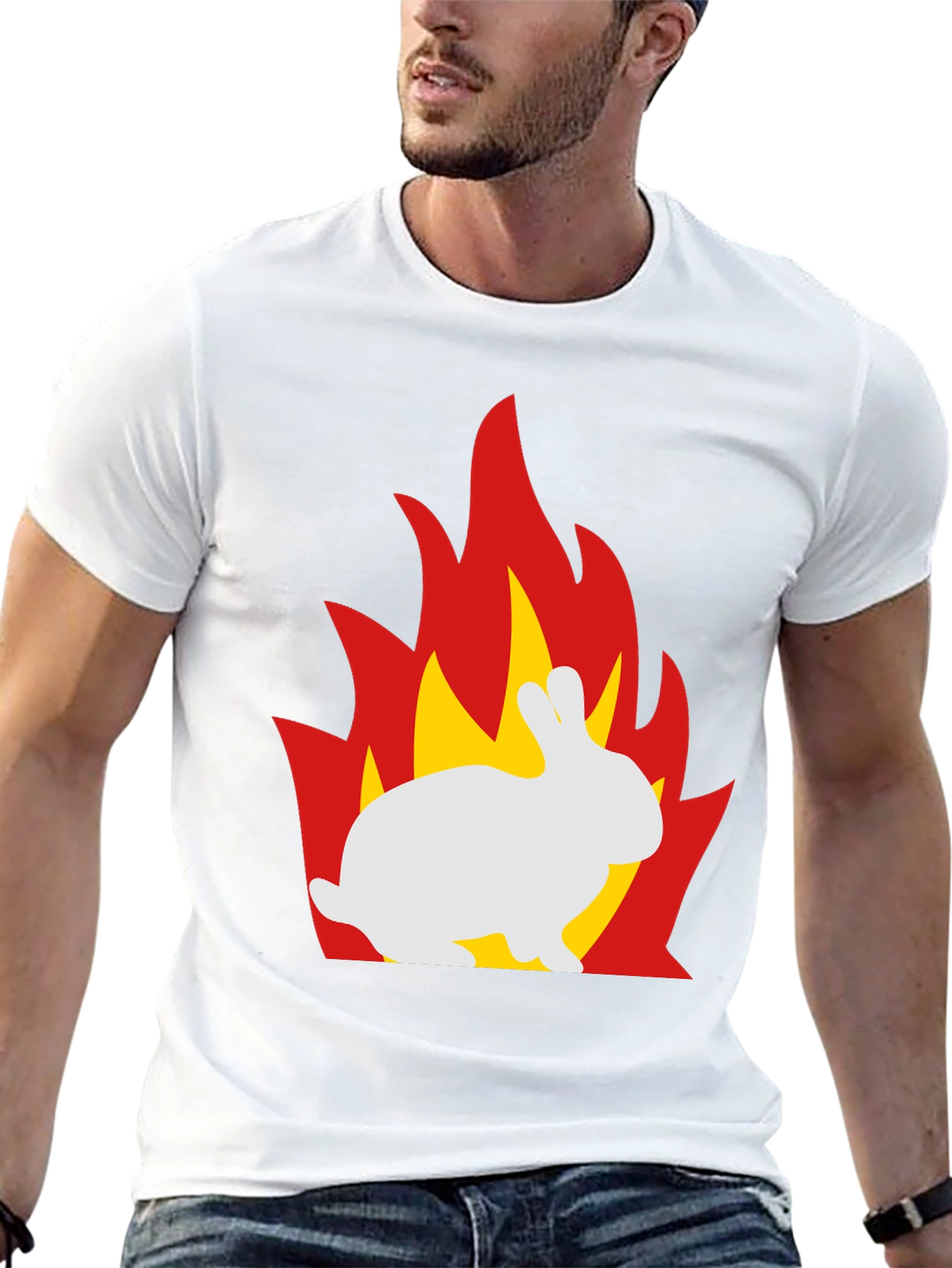 Flaming Bunny Graphic T-Shirt - Unique Design