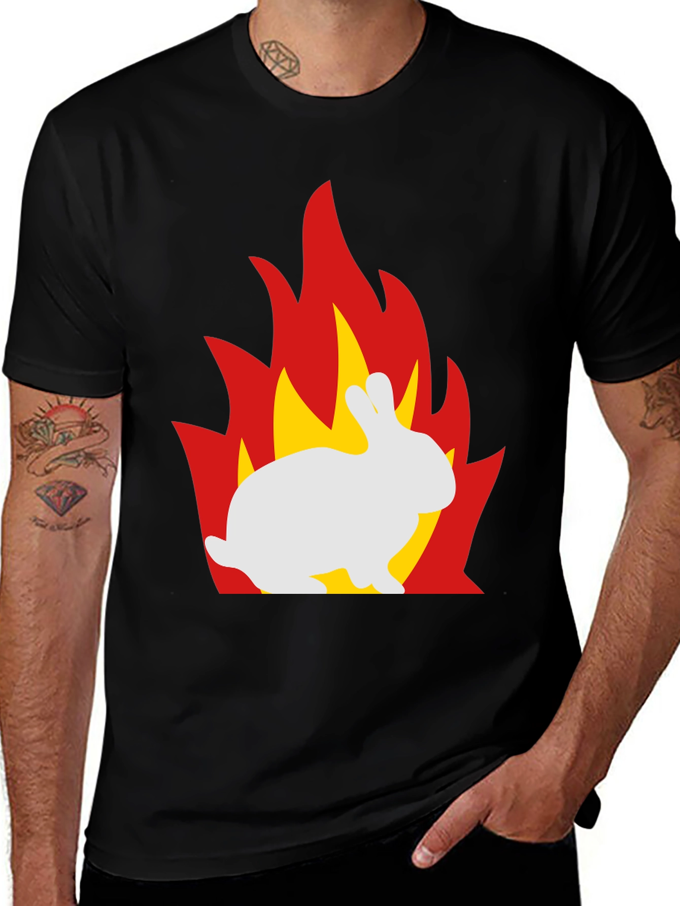 Flaming Bunny Graphic T-Shirt - Unique Design