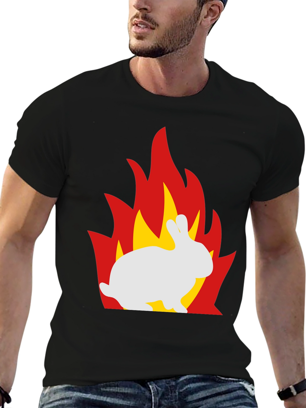 Flaming Bunny Graphic T-Shirt - Unique Design